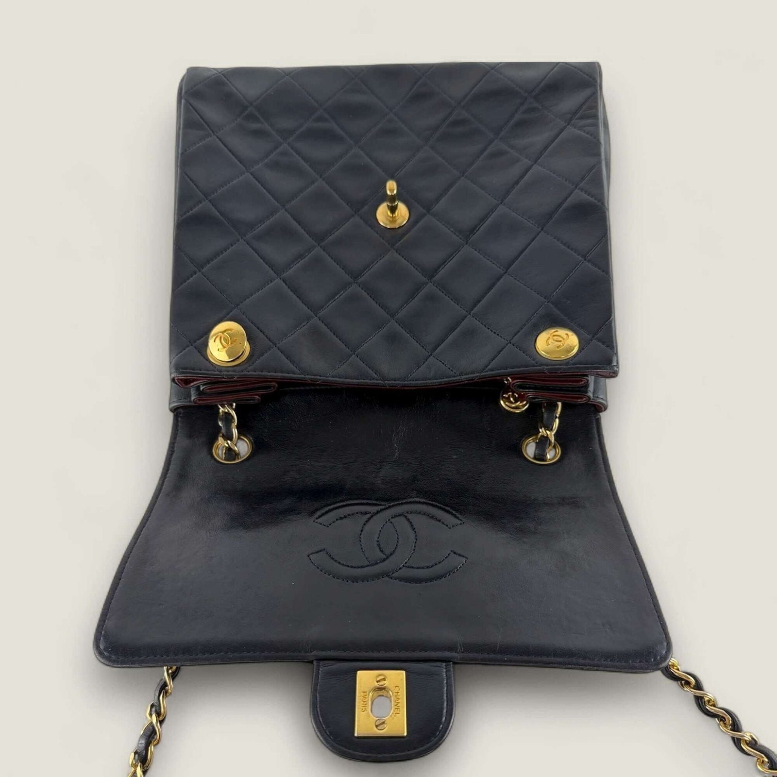 Authentic Chanel vintage flap bag lambskin