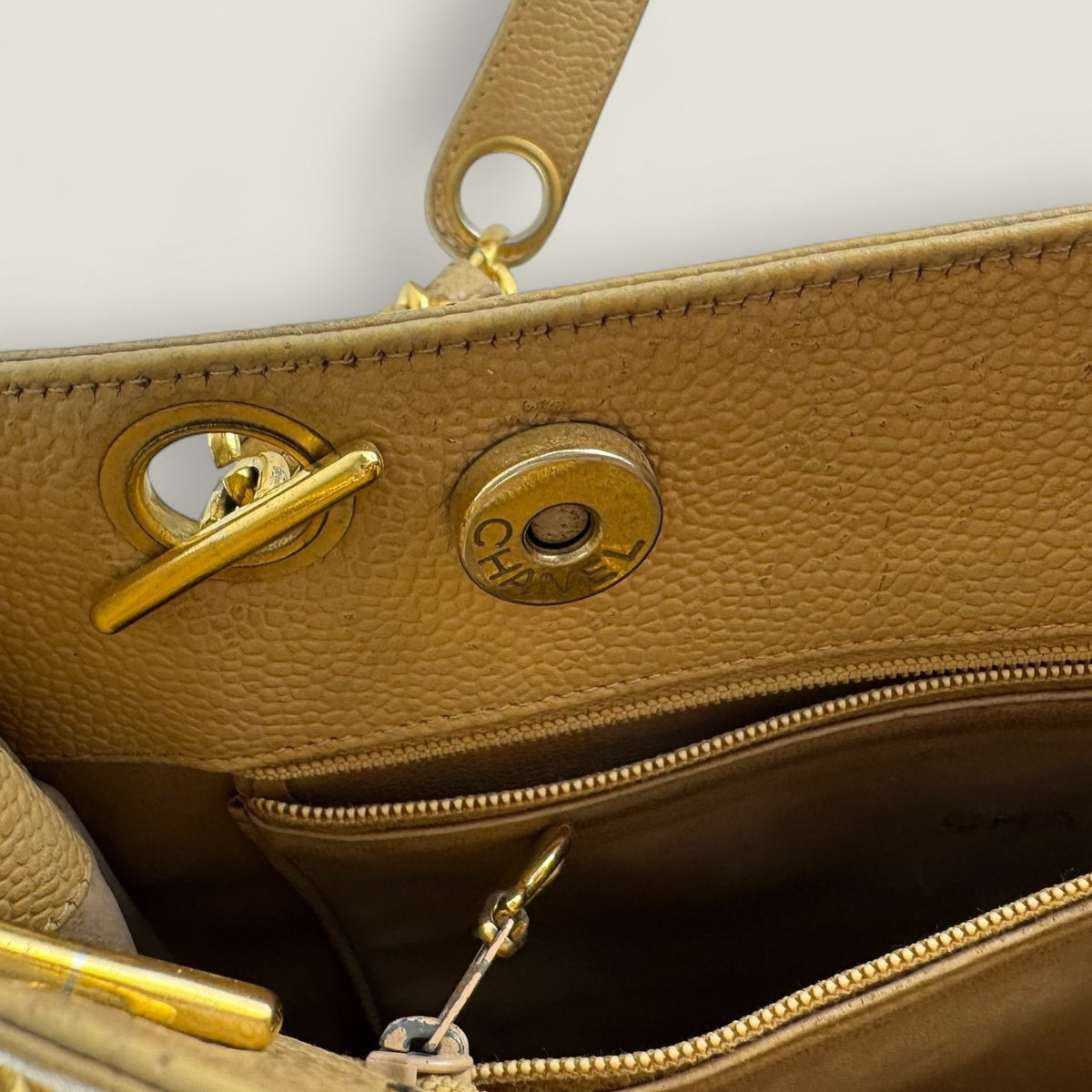 Authentic Chanel vintage shoulder bag inside