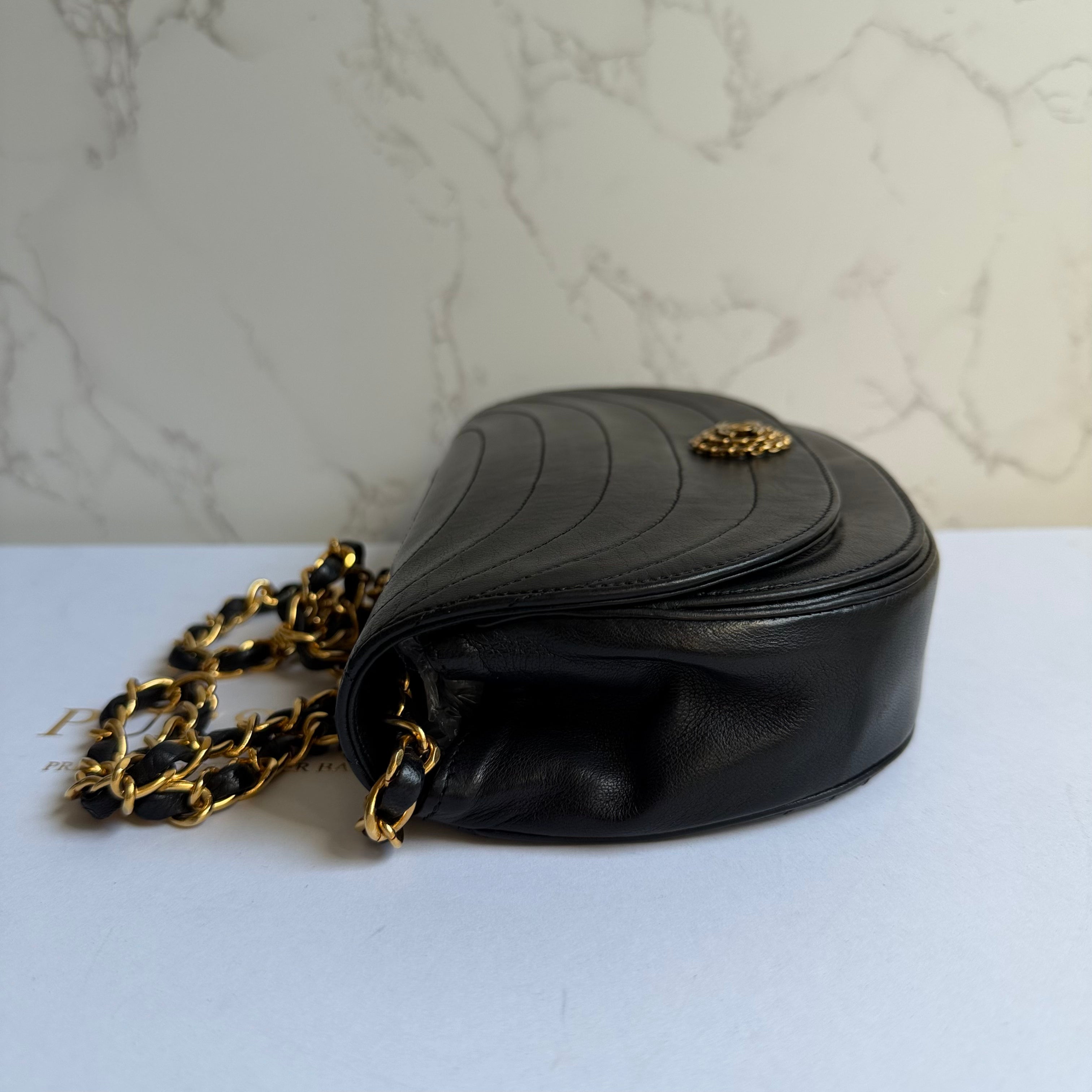 Chanel vintage half moon flap black