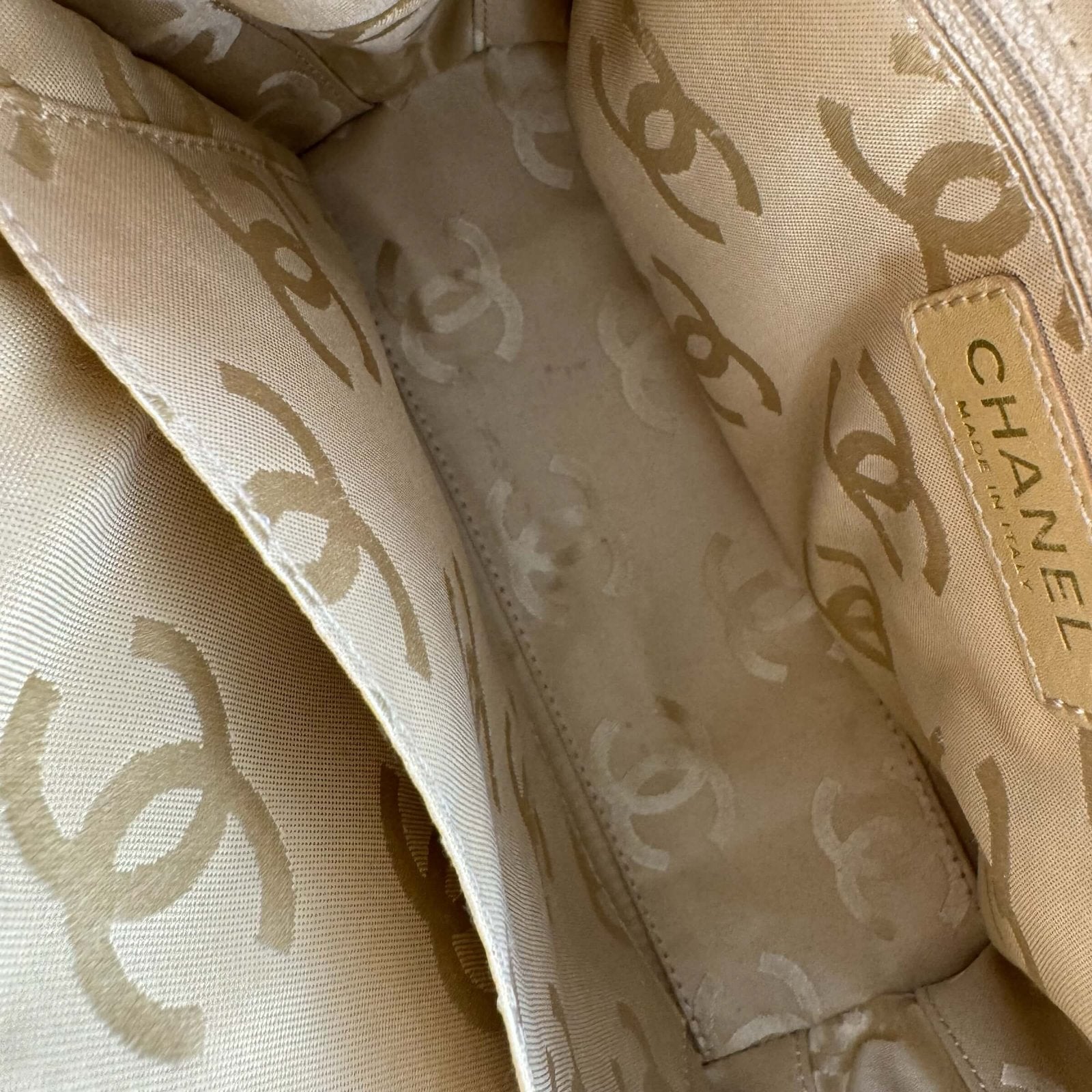 Inside vintage Chanel bag