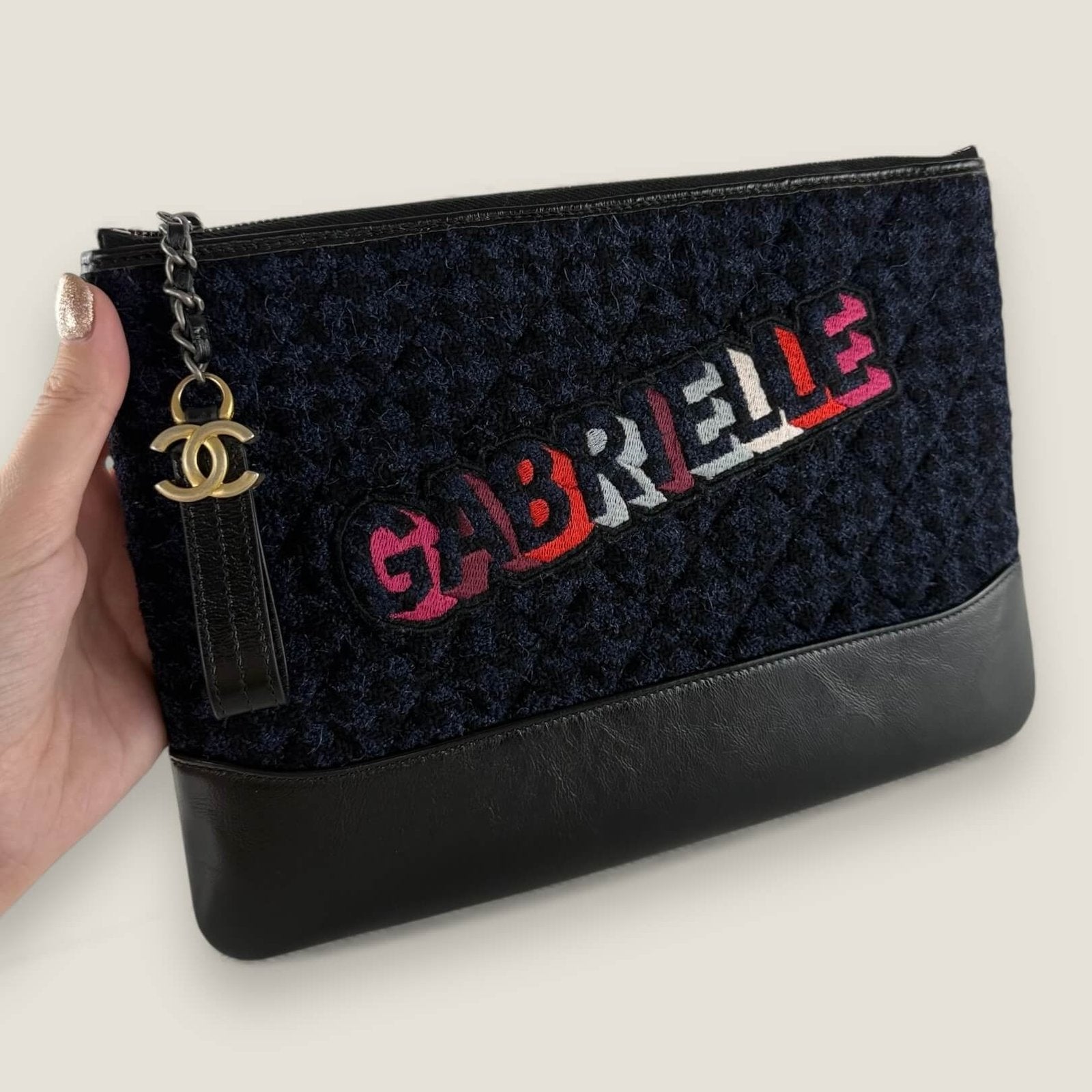 Chanel Gabrielle clutch dark blue black