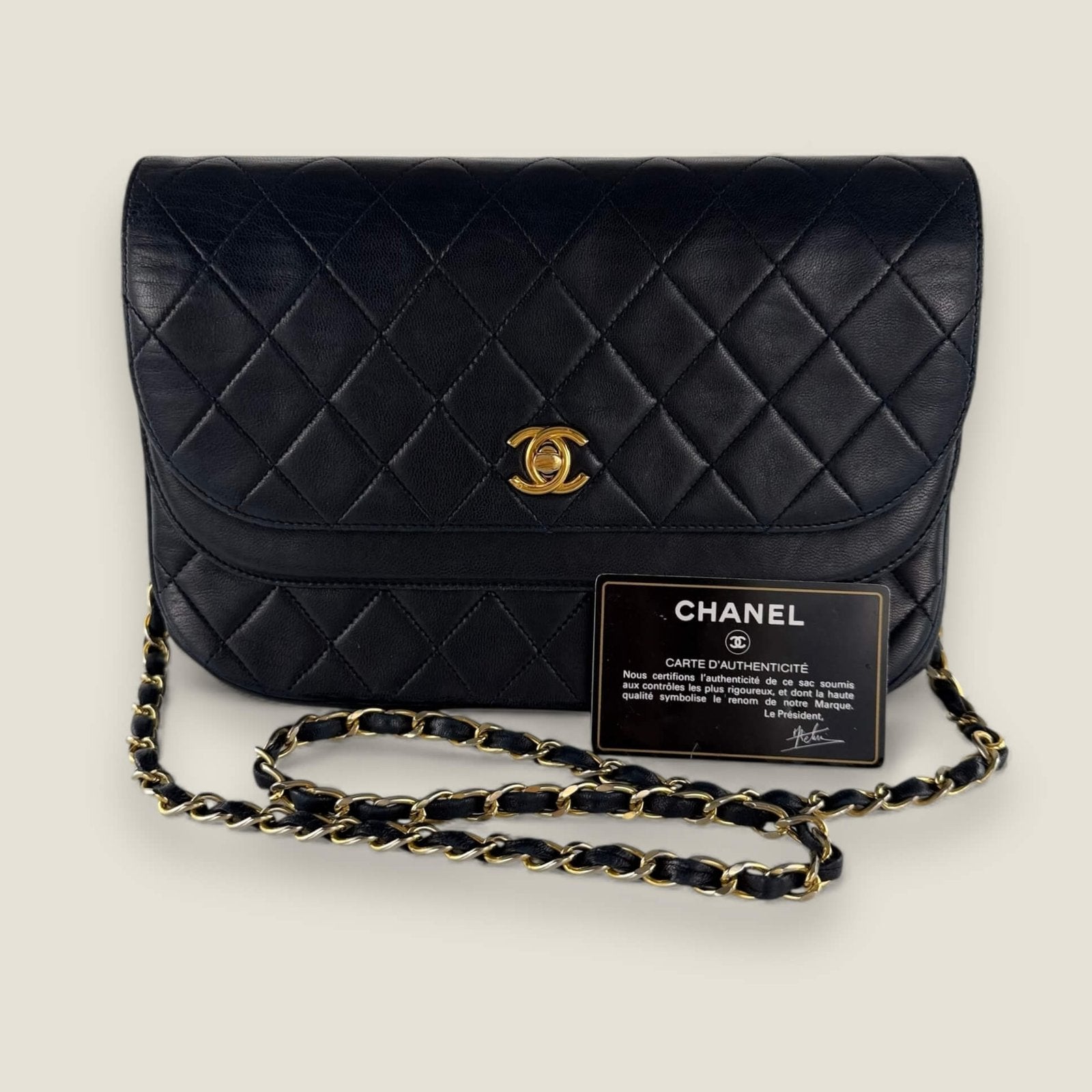 Chanel double flap half moon zwart - pre-owned