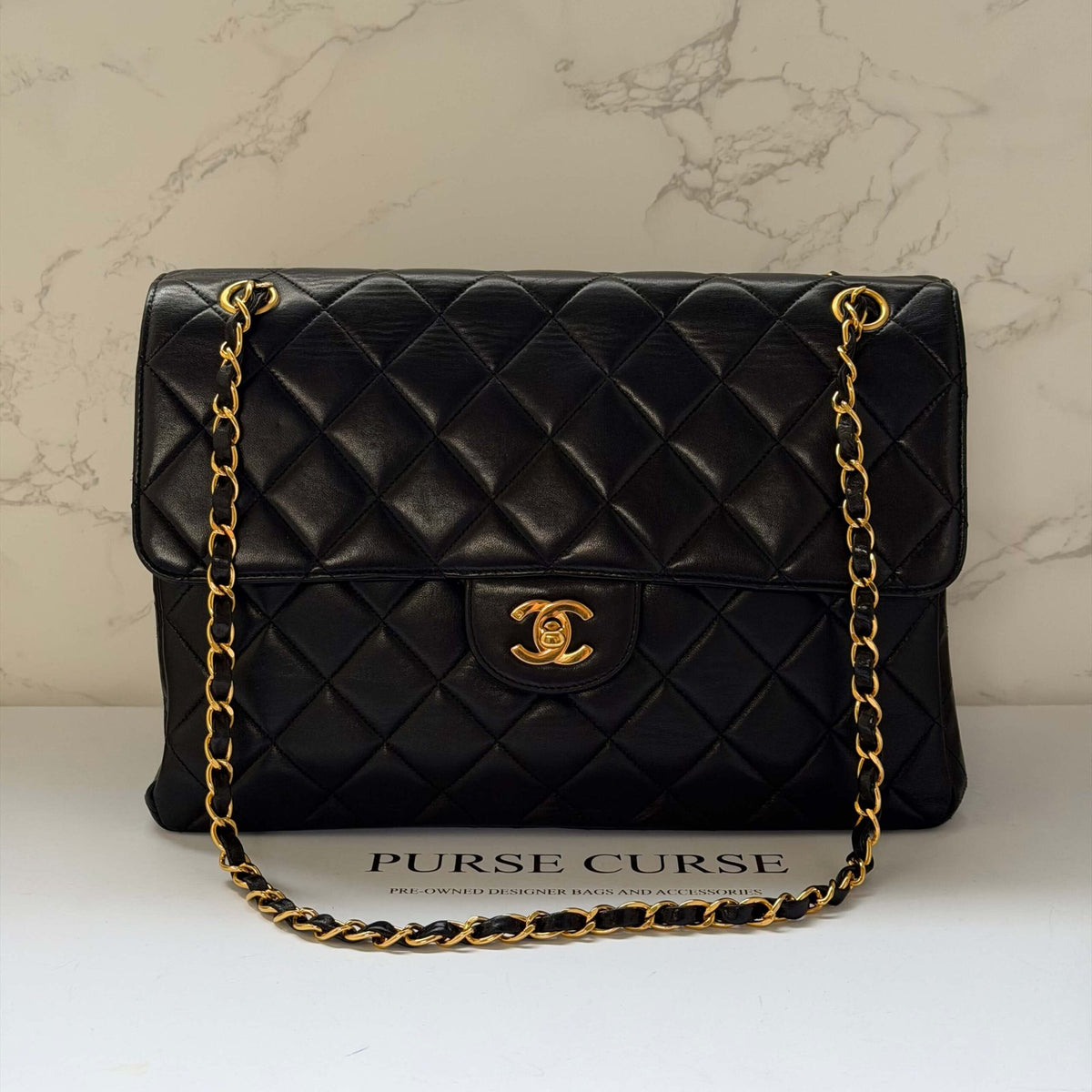 Chanel Jumbo double sided flap bag black lambskin<br>