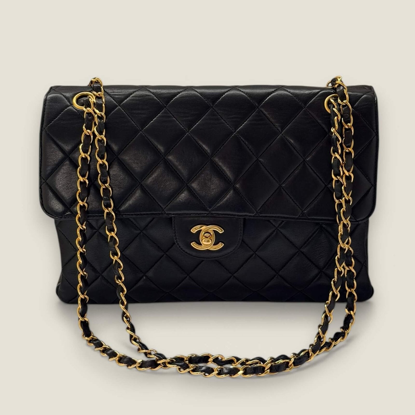 Chanel Jumbo double sided flap bag black lambskin<br>