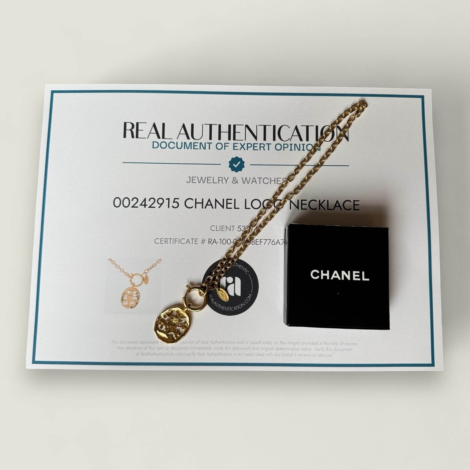 Chanel chain with Real Authentication certificate and original box