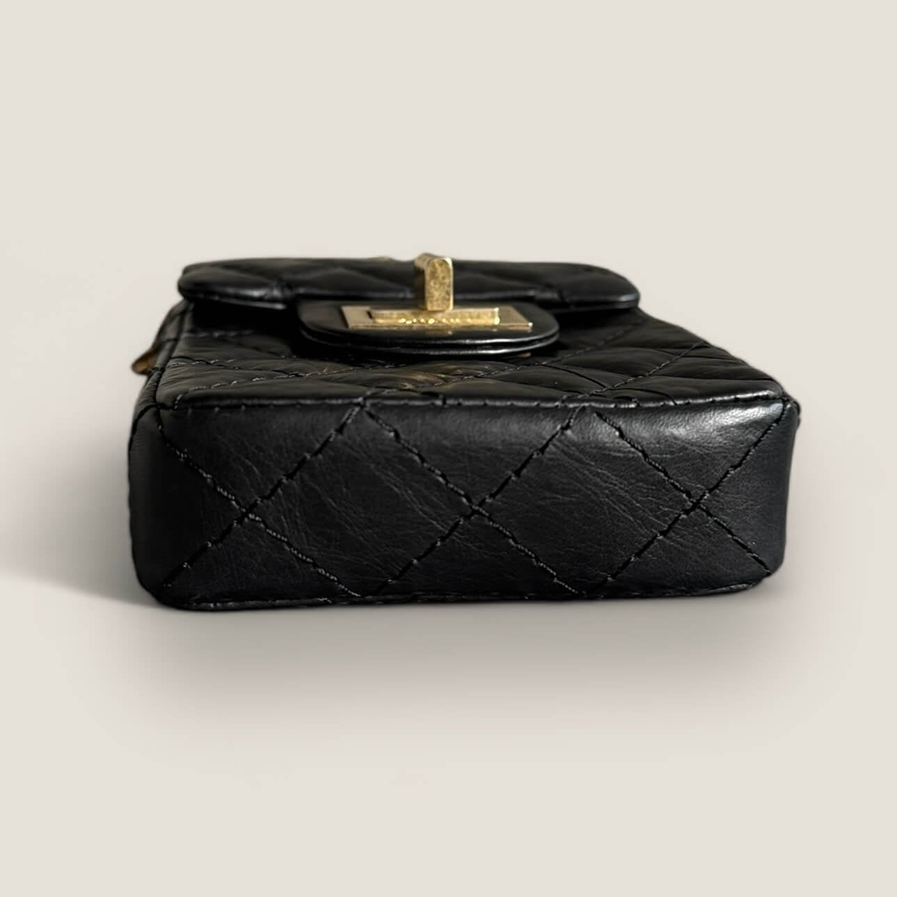 Chanel mini shoulder bag gold hardware black lambskin 2.55 reissue