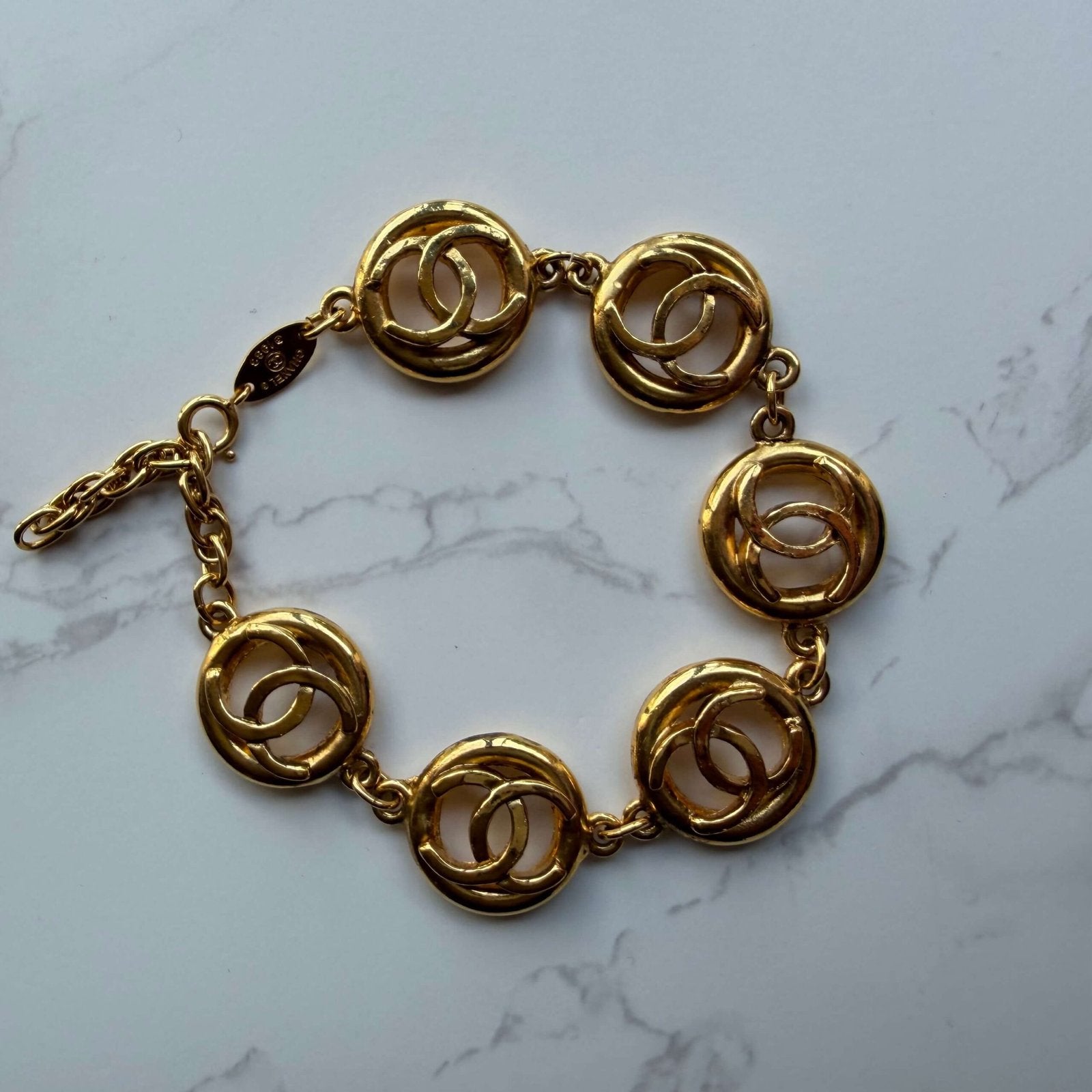 Chanel vintage CC logo bracelet 24k gold plated