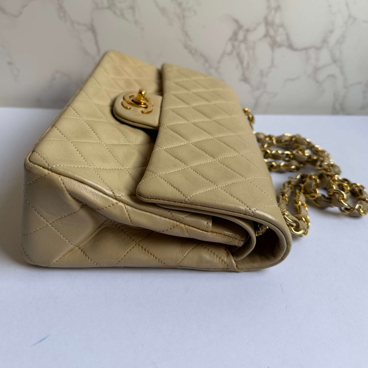 Chanel vintage classic flap bag beige