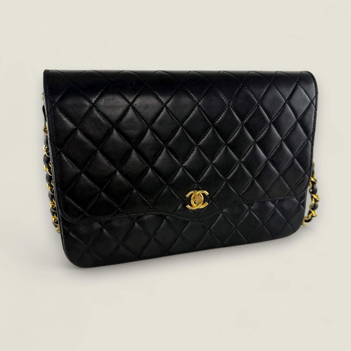 Chanel vintage matelasse single flap 24k gold hardware