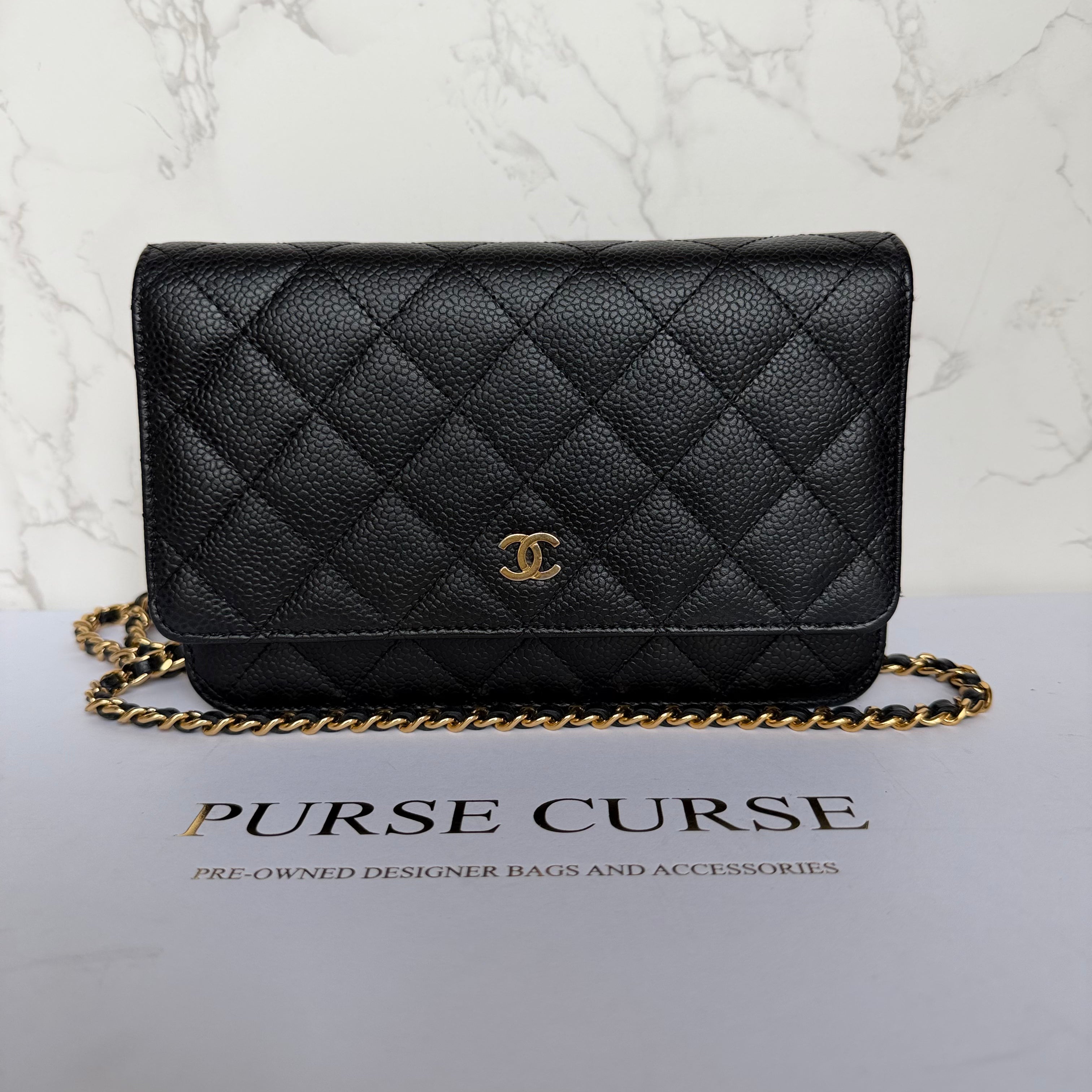 Chanel WOC black caviar