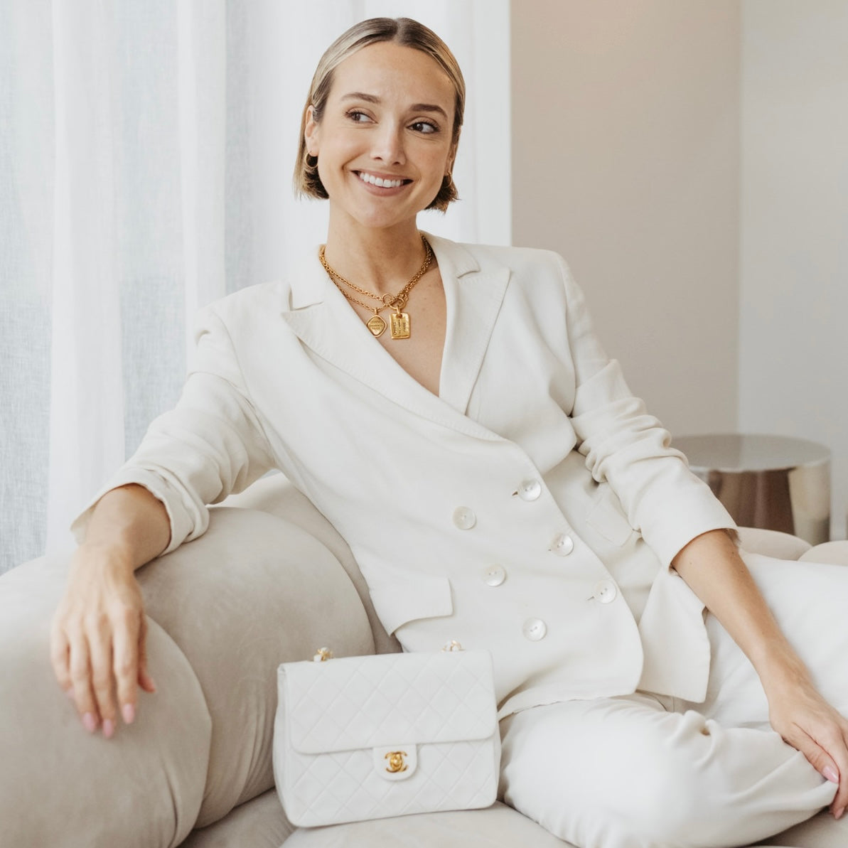 Chanel vintage mini classic flap white lambskin