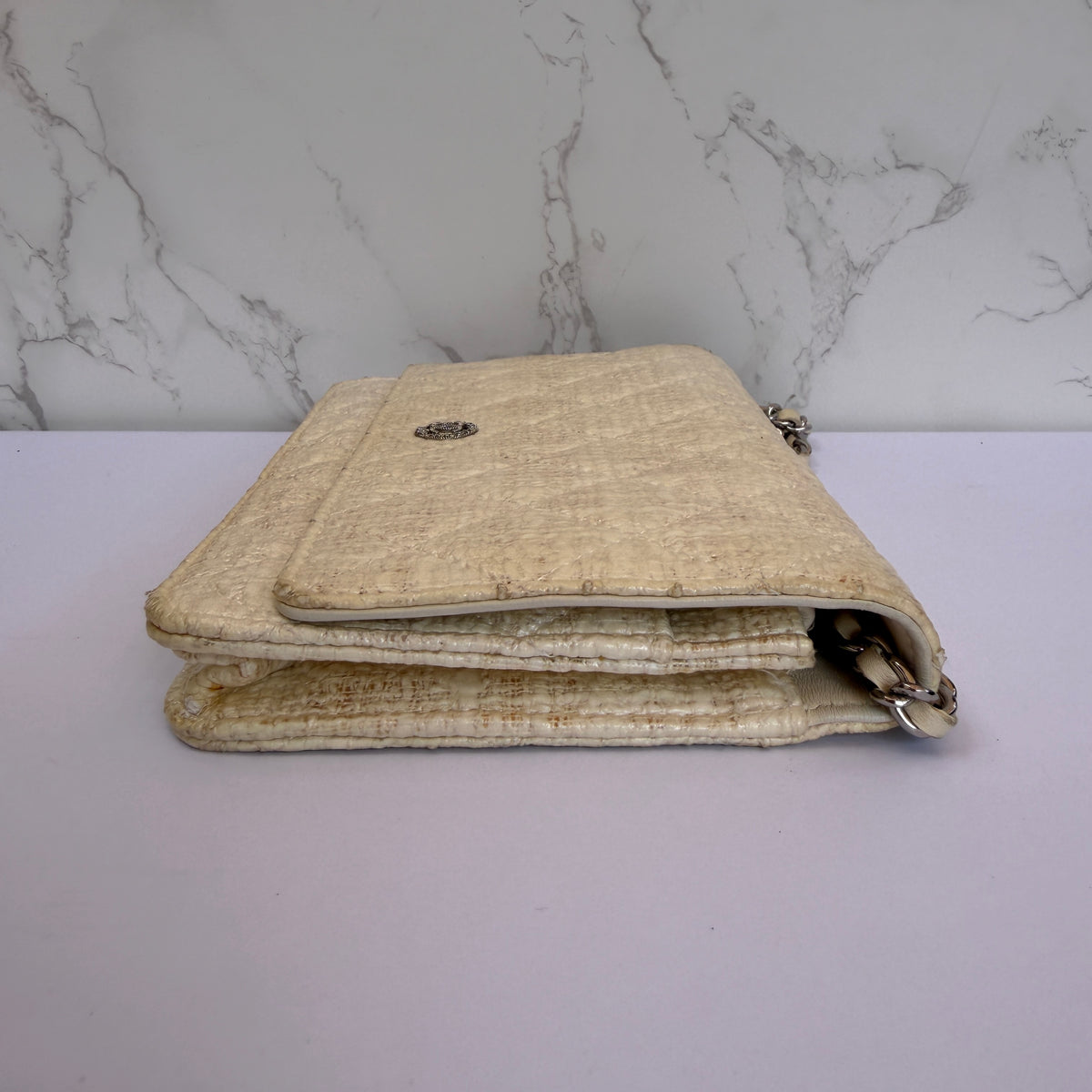 Chanel wallet on chain coated tweed zijkant
