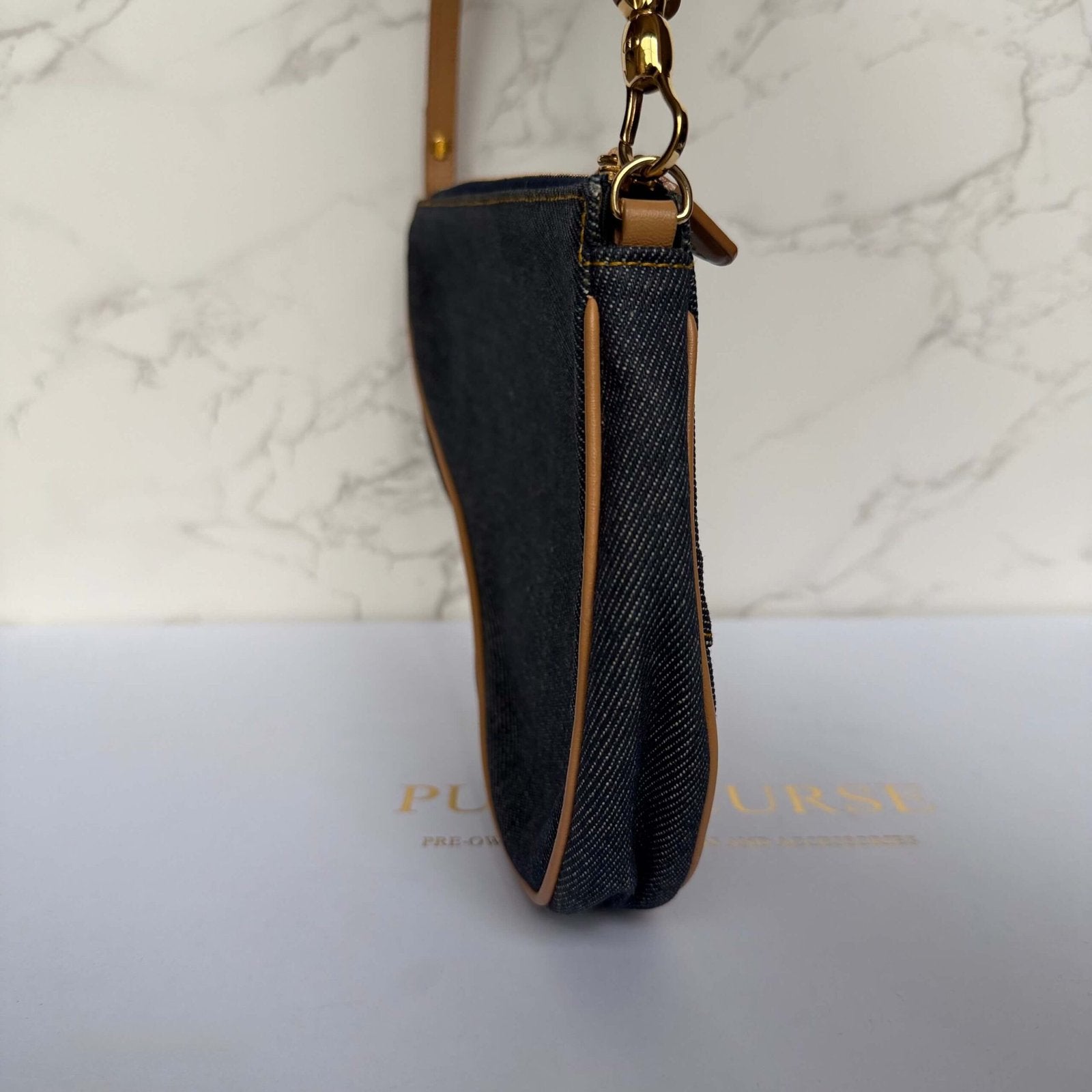 Christian Dior saddle pochette blue denim