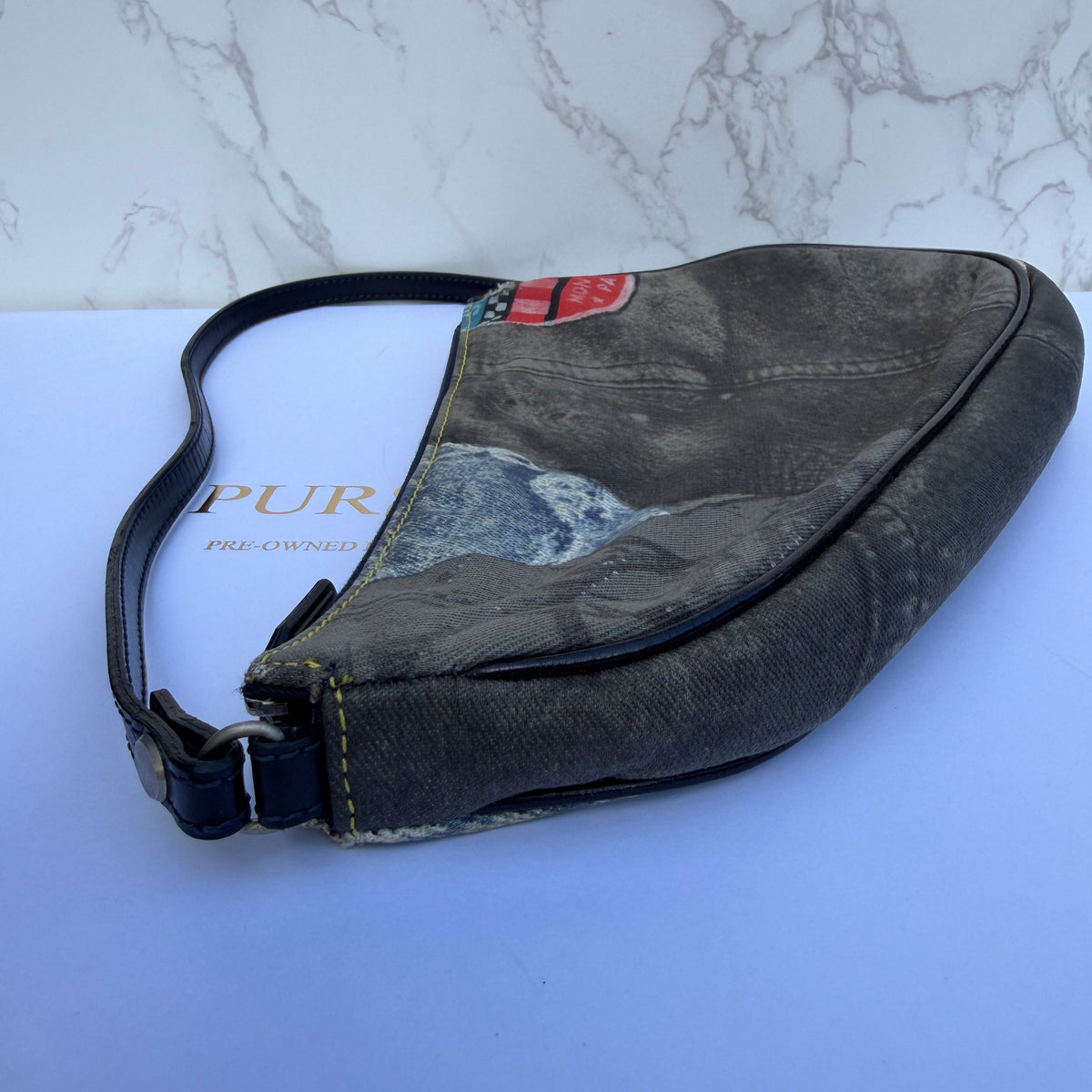 Christian Dior Pre-Owned
2001 Denim-print Saddle handbag