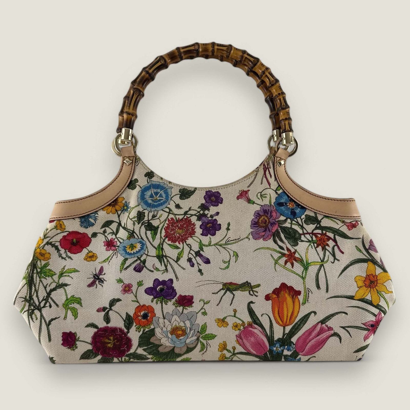 Gucci Bamboo floral print handbag