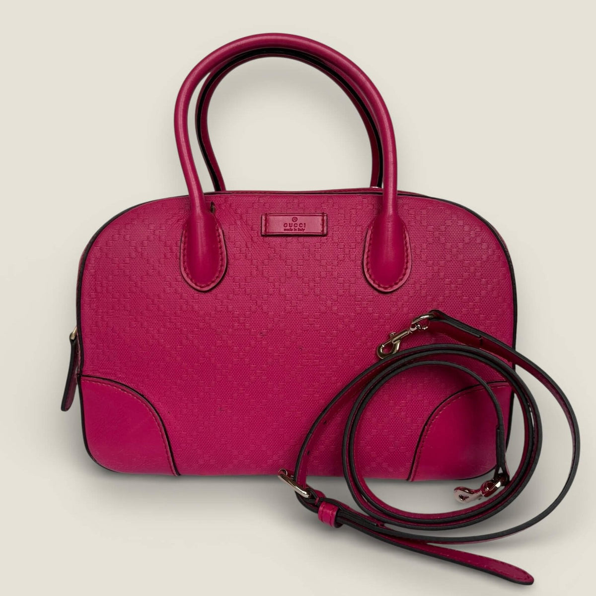 Gucci Diamanté leather satchel pink