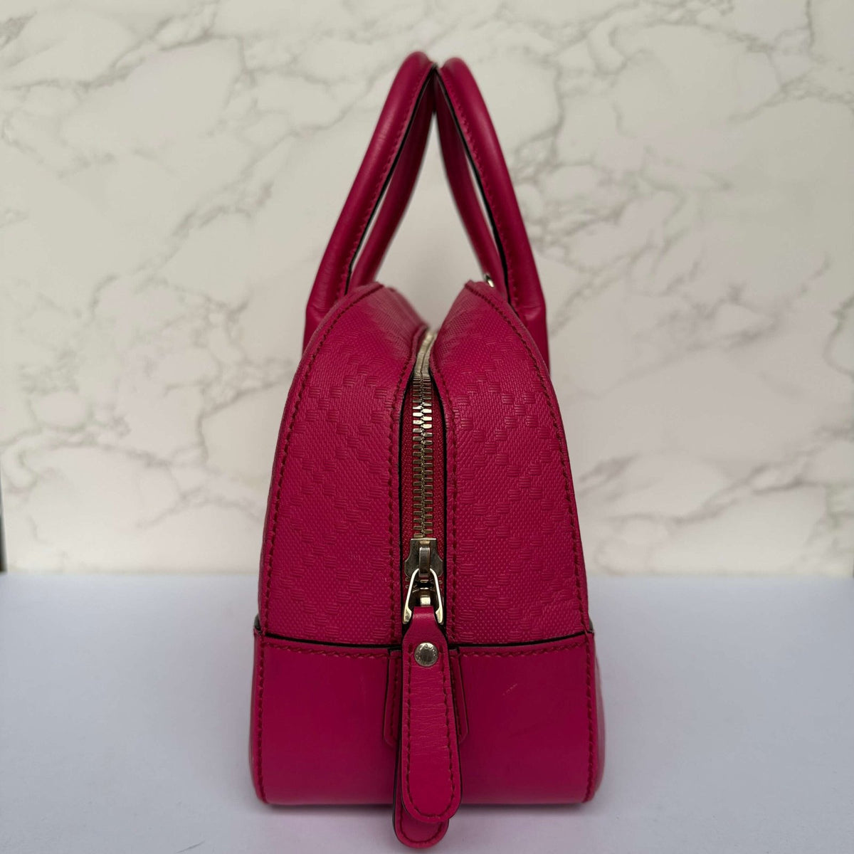 Gucci Diamanté satchel pink side view