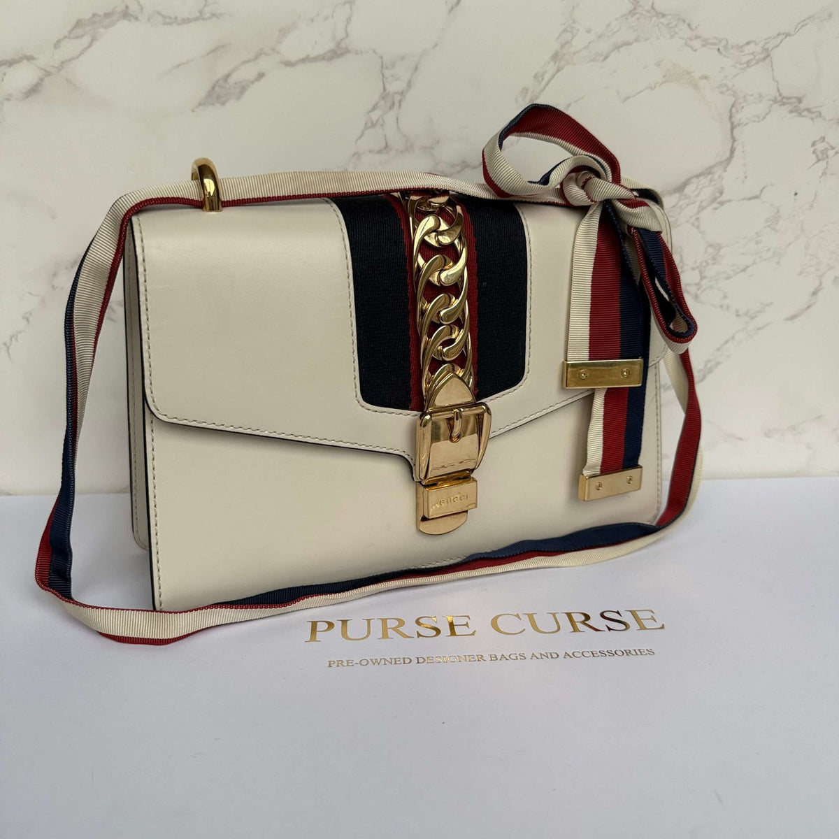 Gucci small Sylvie shoulder bag calfskin authentic pre-owned