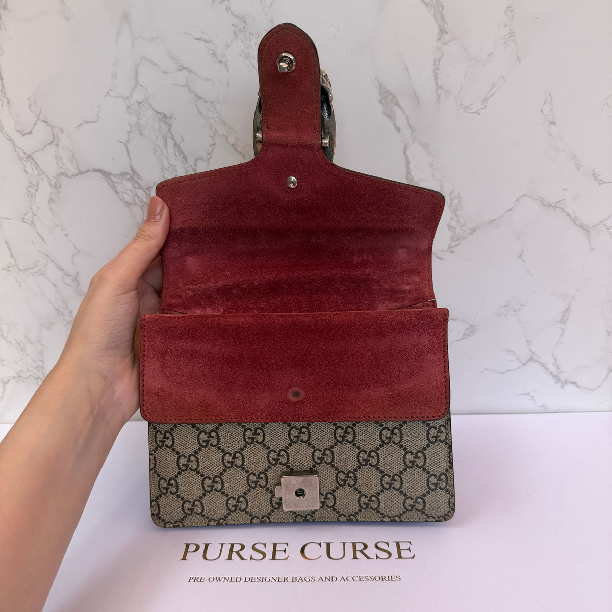 Gucci Dionysus GG Blooms mini tas binnenkant