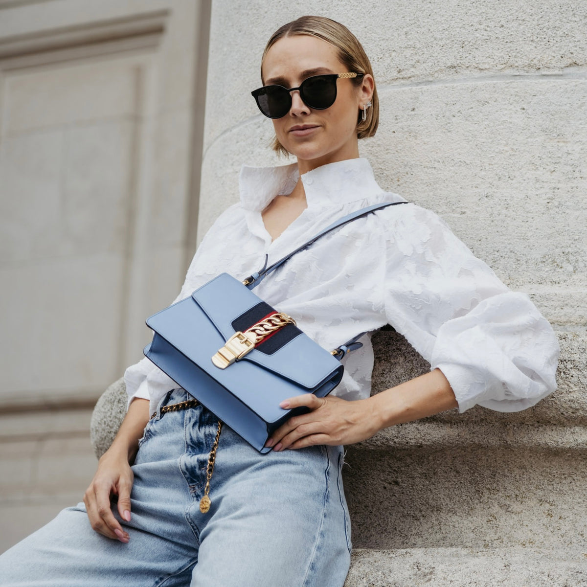 Gucci small Sylvie blue leather