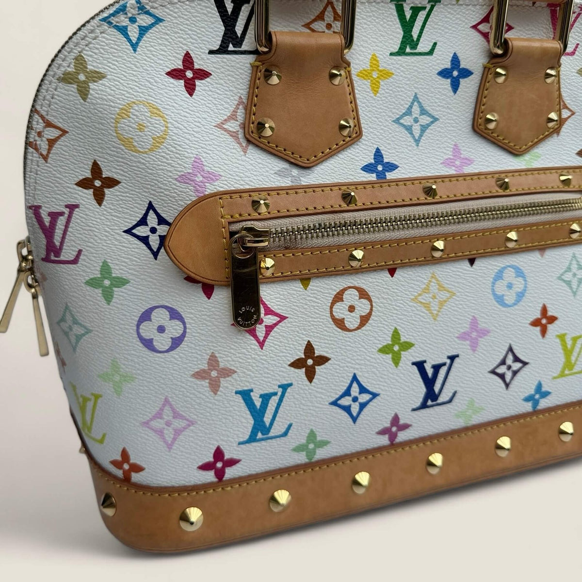 Louis Vuitton X Takashi Murakami Alma multicolor canvas white preloved handbag