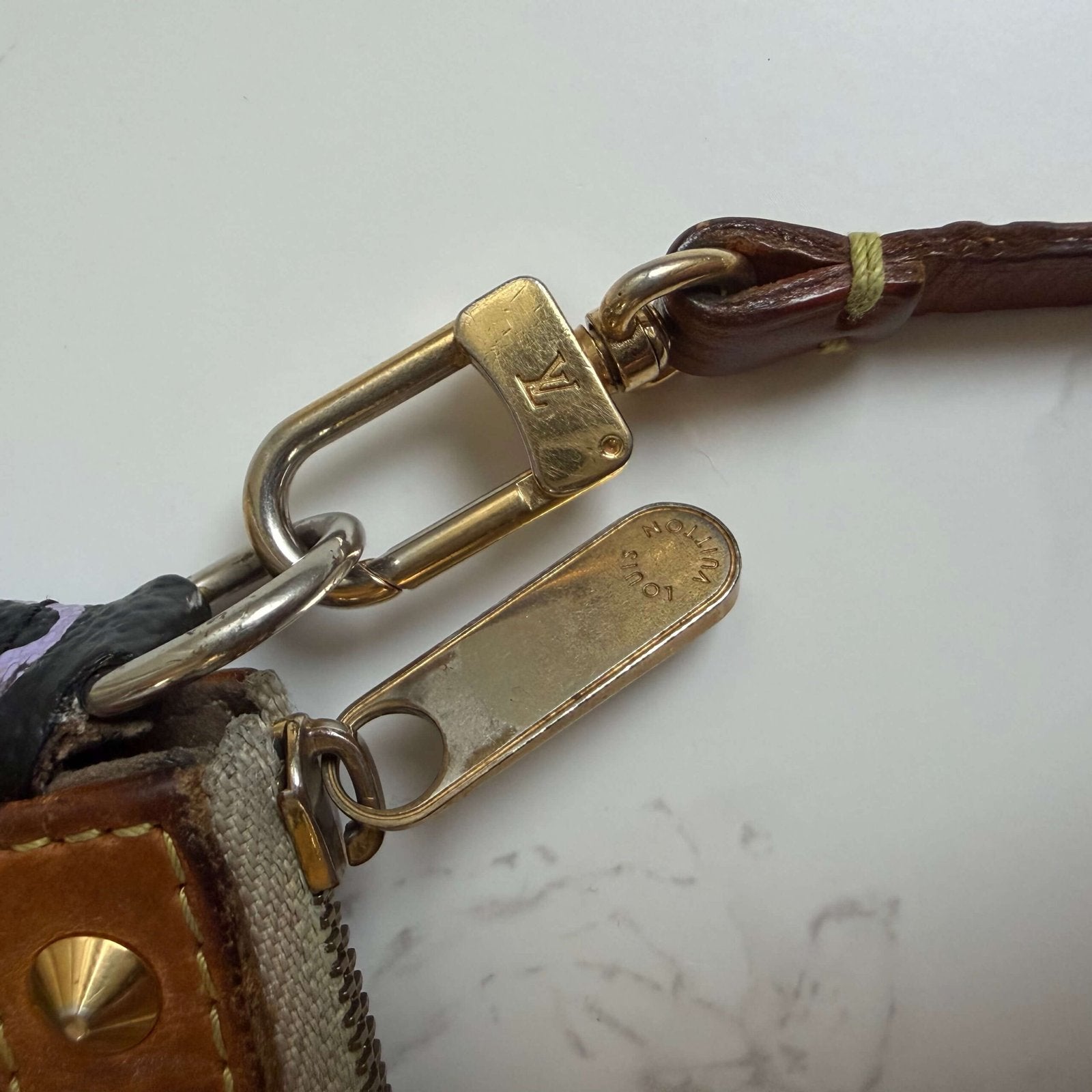 Louis Vuitton multicolor pochette accessories black hardware gold detail
