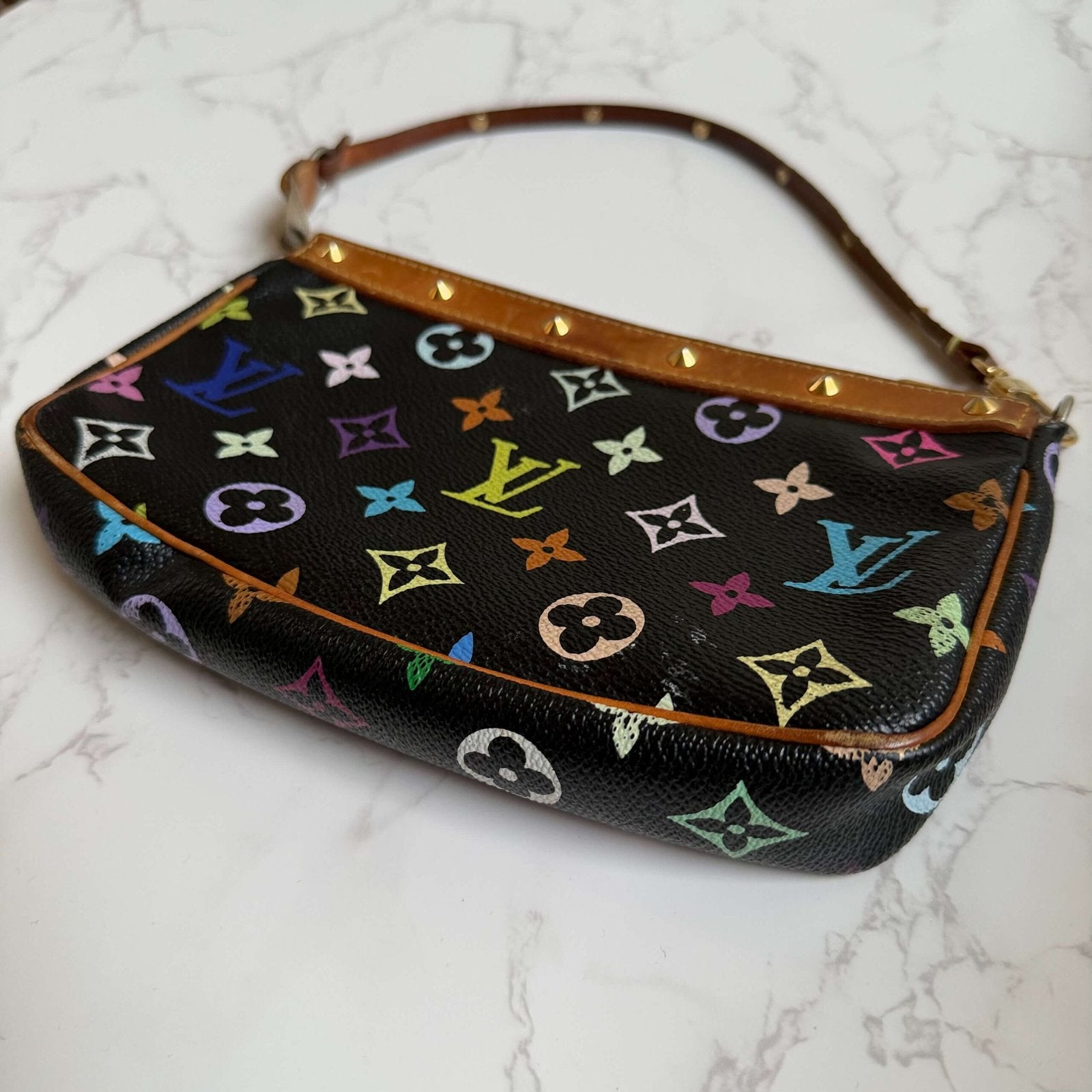 Louis Vuitton multicolor pochette accessories black pre owned