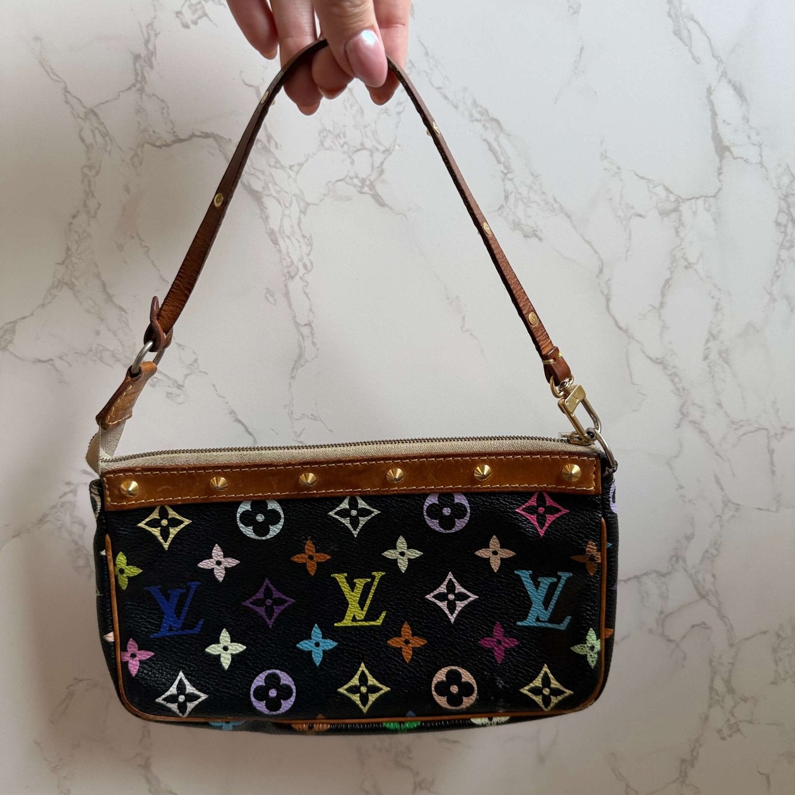Louis Vuitton pochette accessories multicolor black vintage y2k