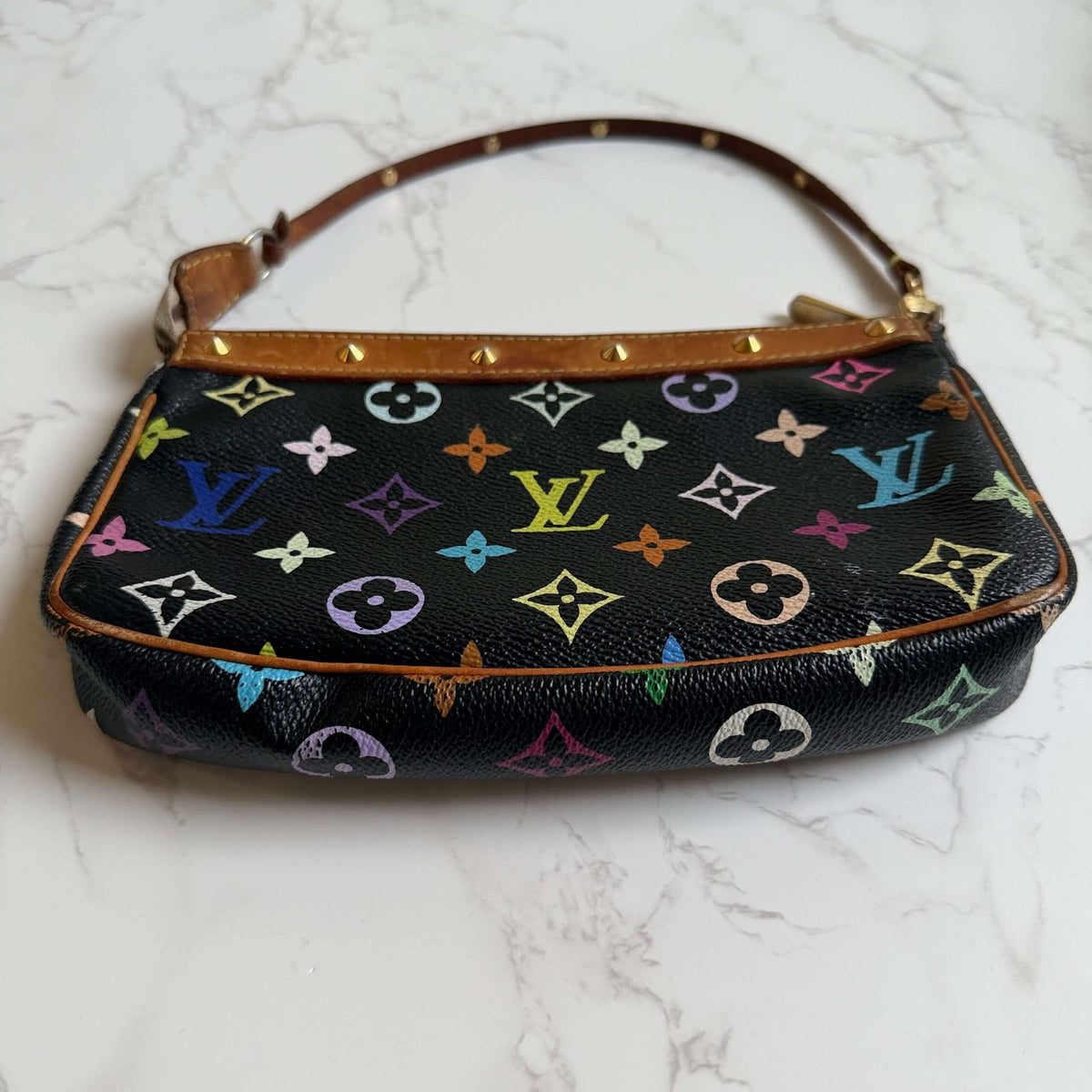 Louis Vuitton pochette accessories black multicolor vintage