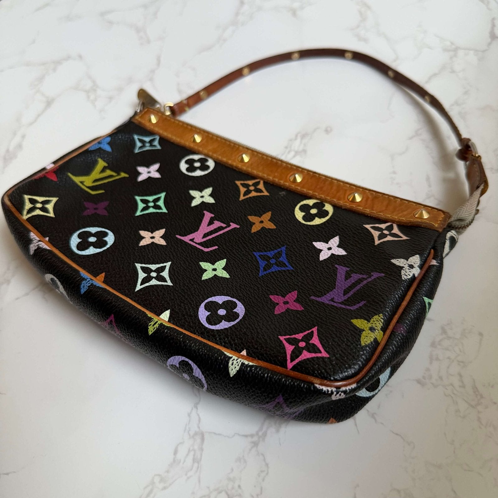 Louis Vuitton x Takashi Murakami multicolor pocket square accessories black