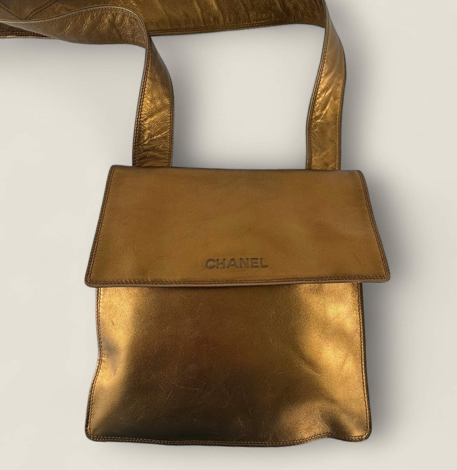 Metallic brons goud vintage Chanel tas