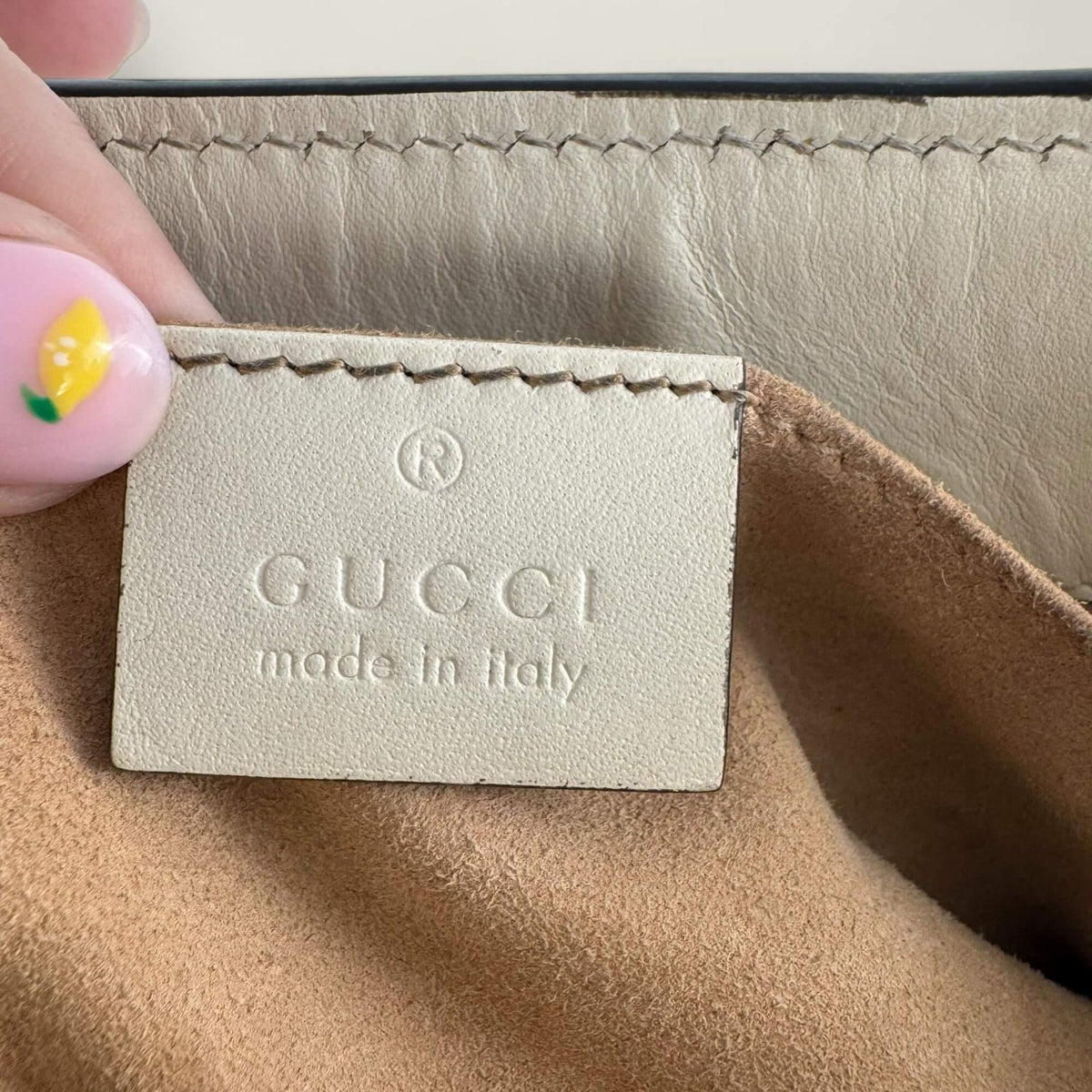 Original Gucci bag logo inside