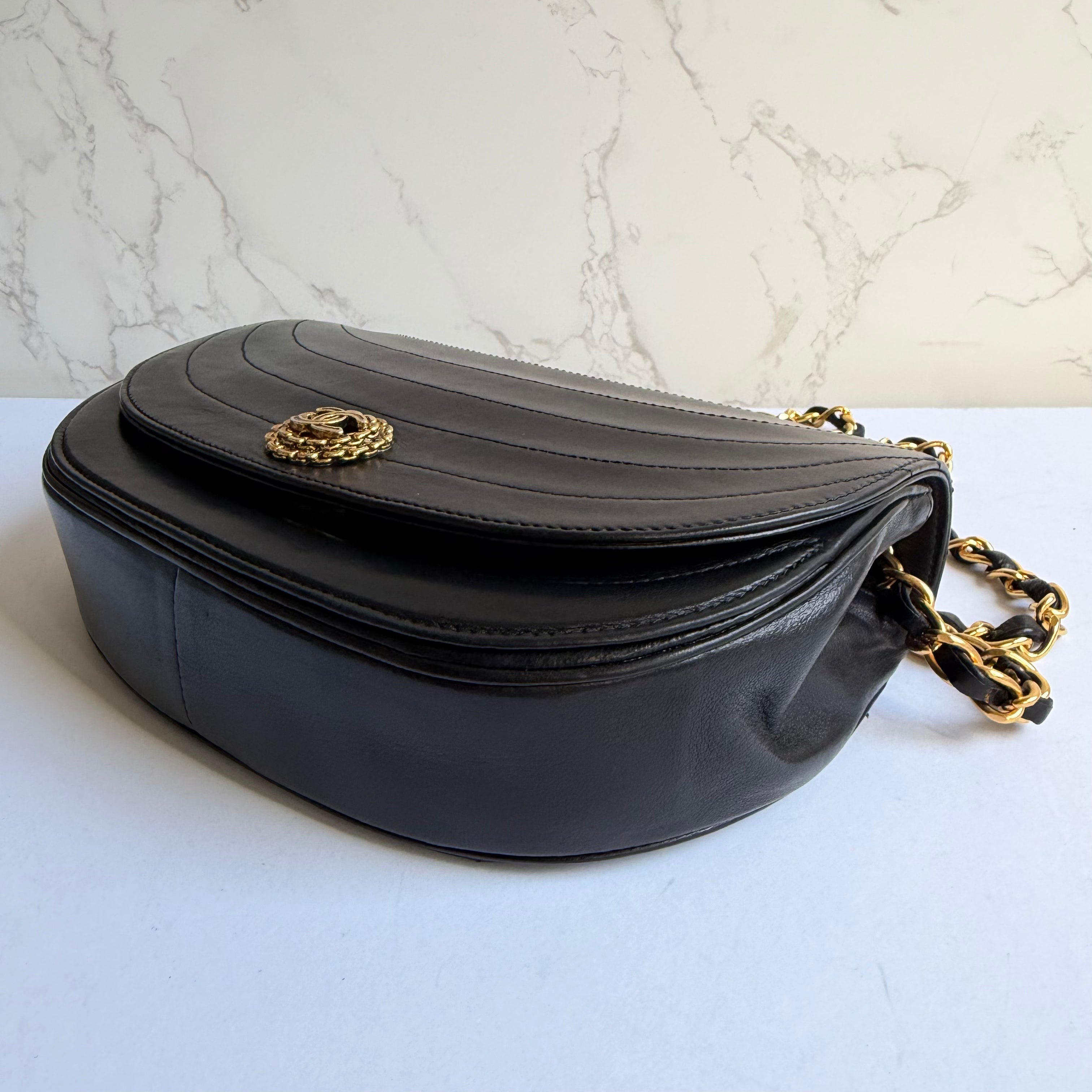 Chanel vintage half moon flap black