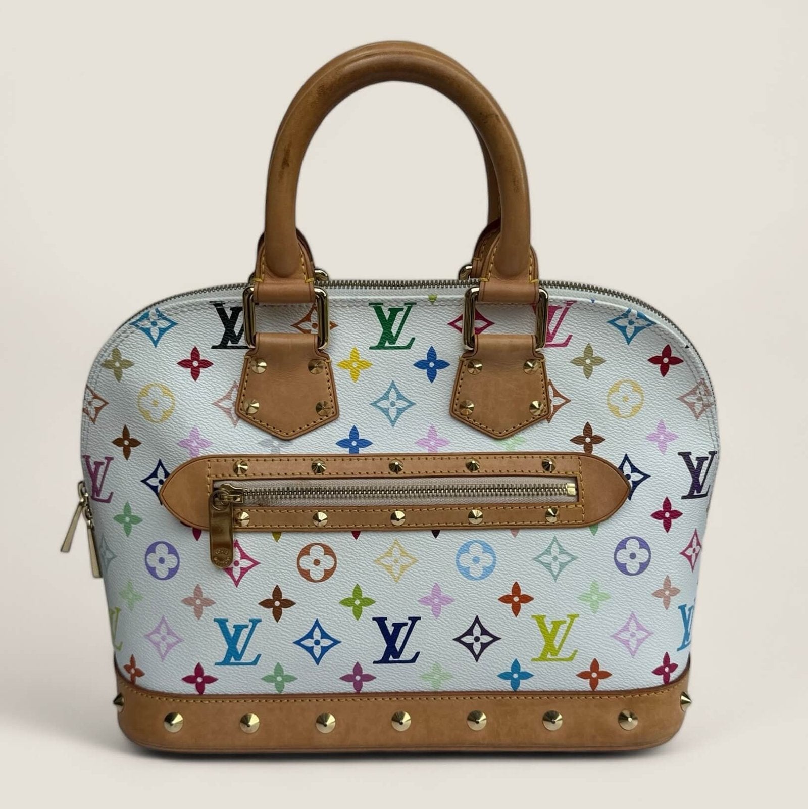 Pre-owned Louis Vuitton X Takashi Murakami Alma multicolor white canvas handbag
