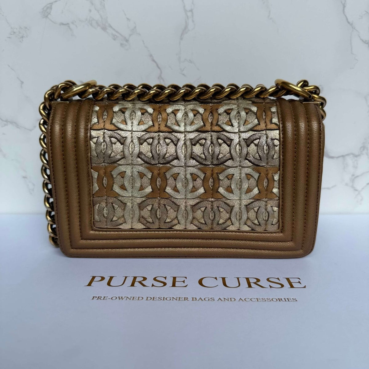 Preloved unique Chanel crossbody Boy bag