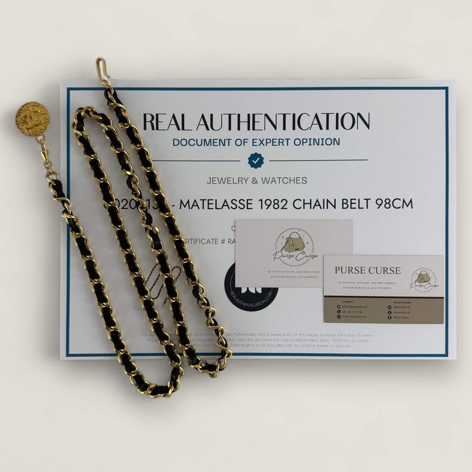 Real authentication certificate Chanel belt vintage
