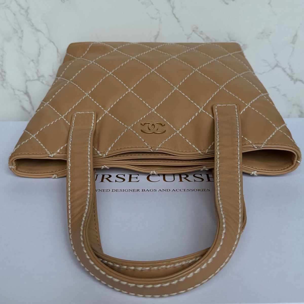 Pre-owned Chanel designer bag beige