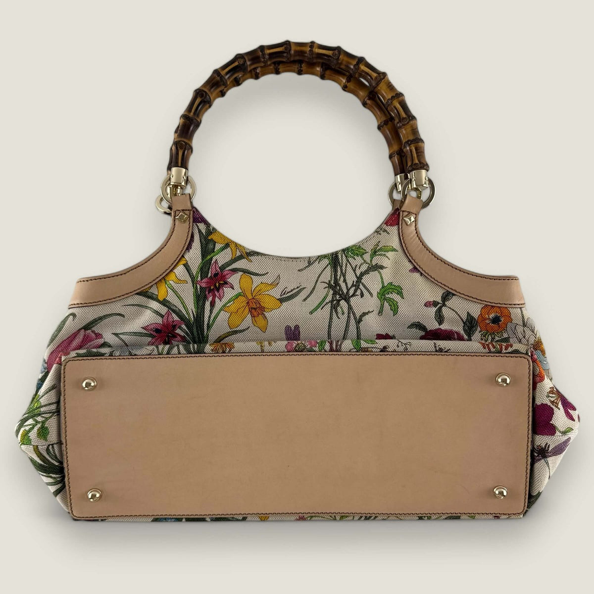 Pre-owned Gucci Bamboo flora handbag
