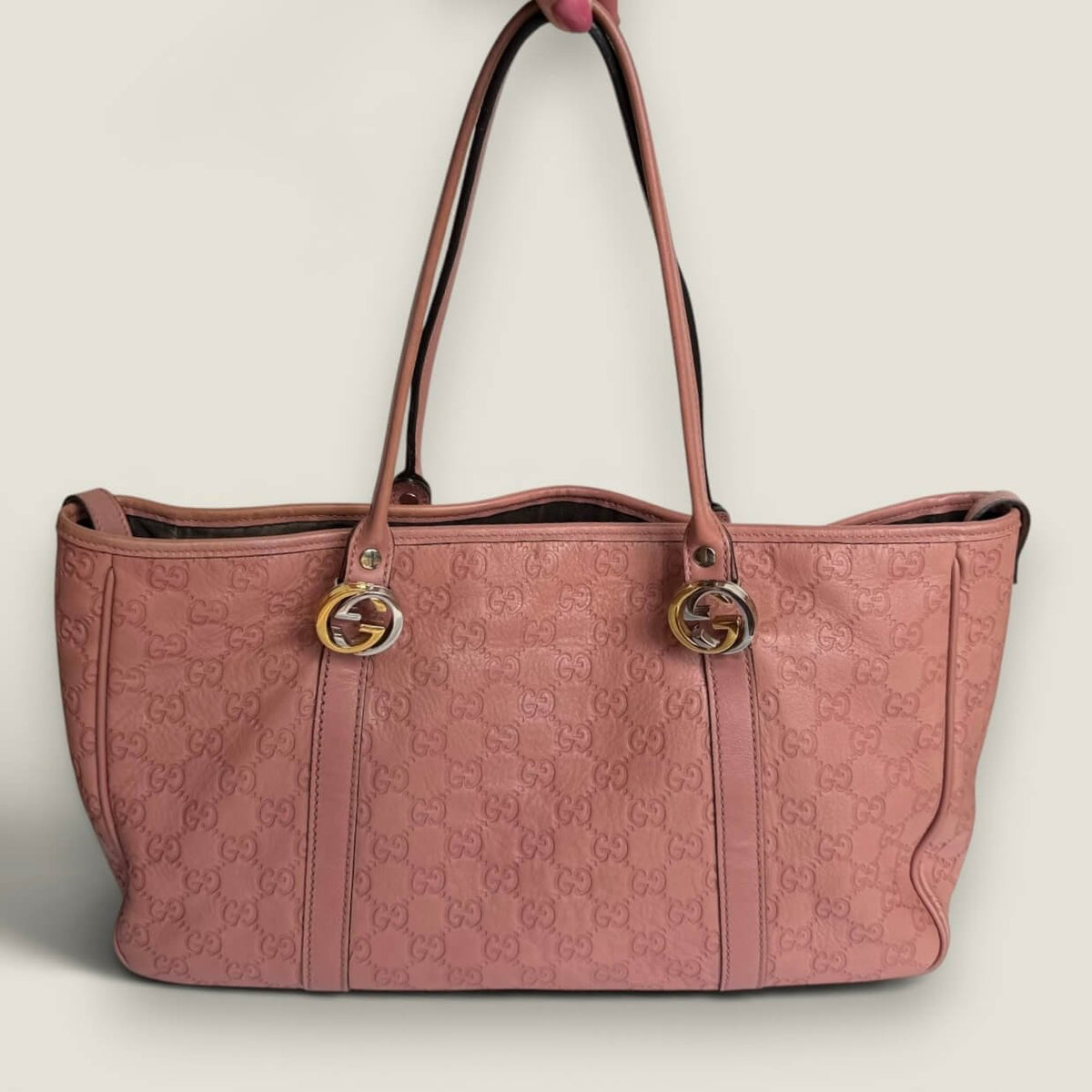 Pre-owned Gucci Guccissima Twins tote bag pink leather