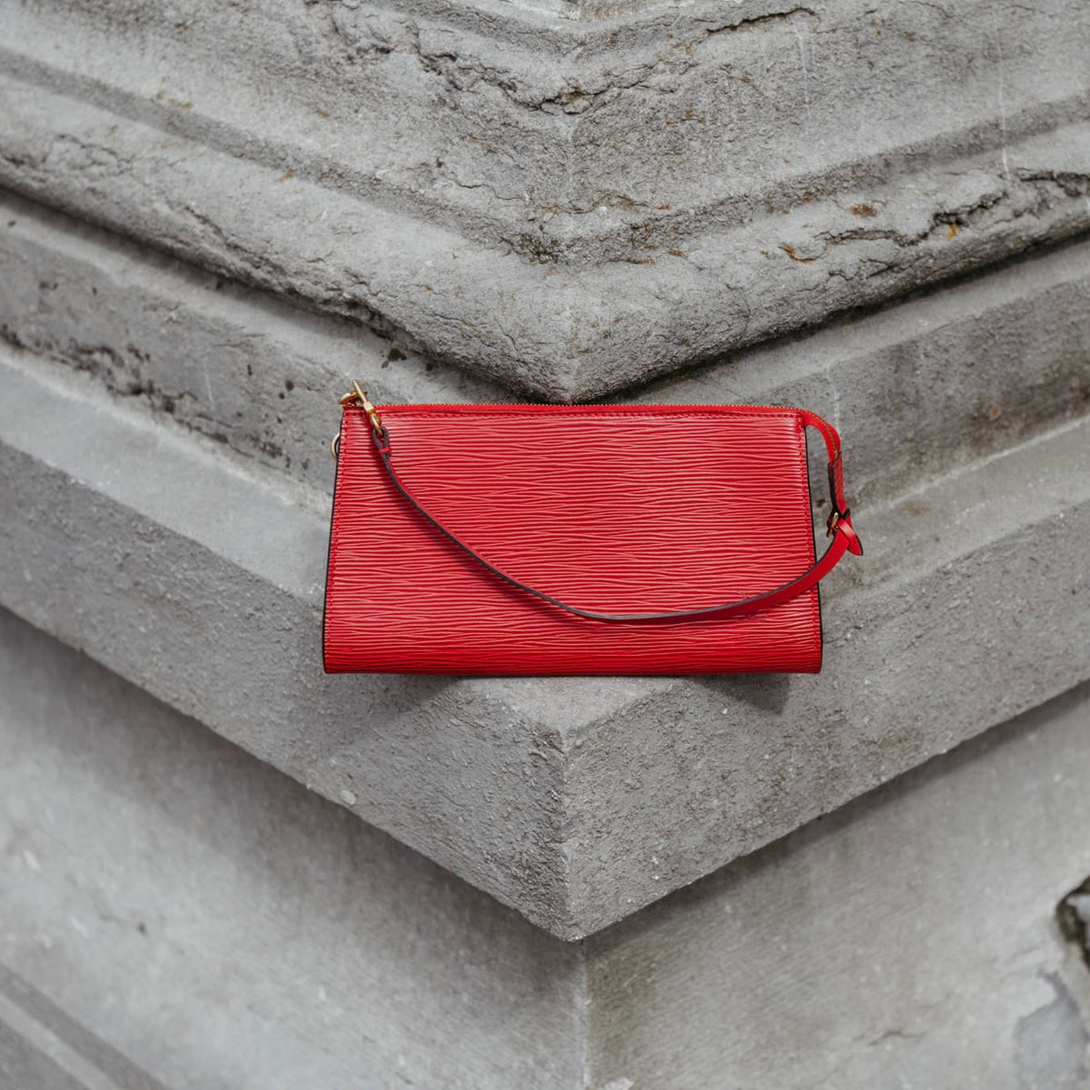 Vintage Louis Vuitton pochette accessories red leather