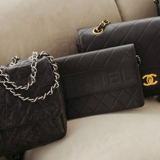 black pre-owned Chanel bags and wallet on chains