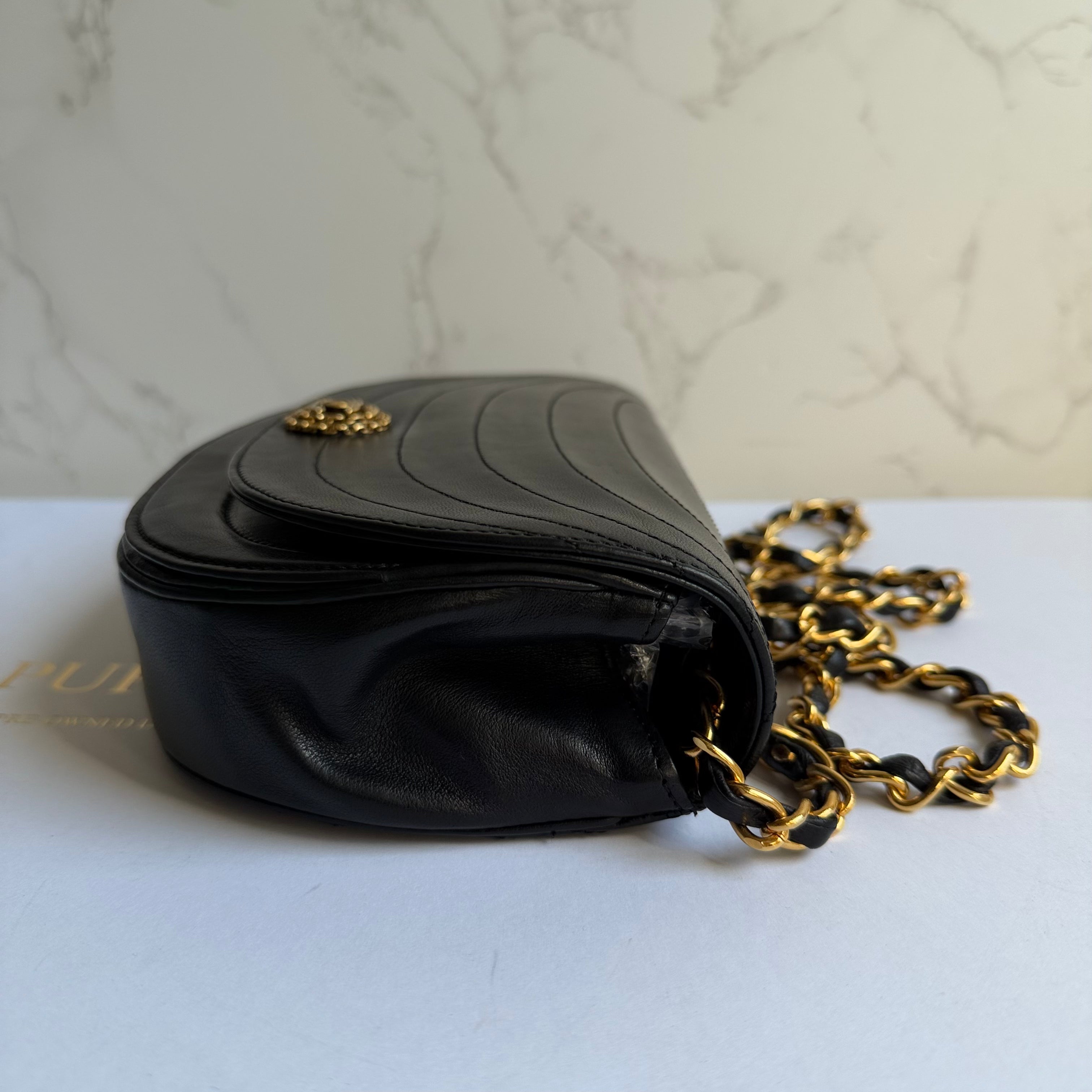 Chanel vintage half moon flap black