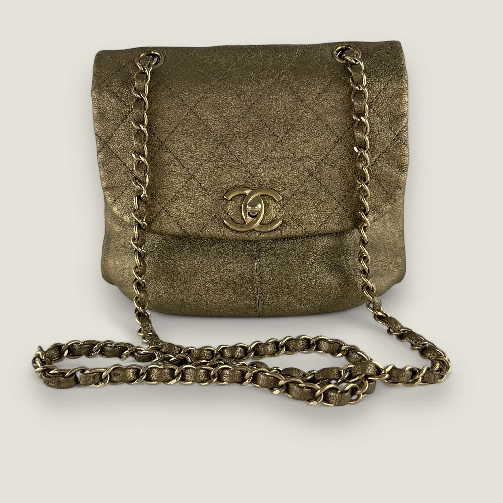Authentic Chanel bag caviar leather gold bronze 2012 2013
