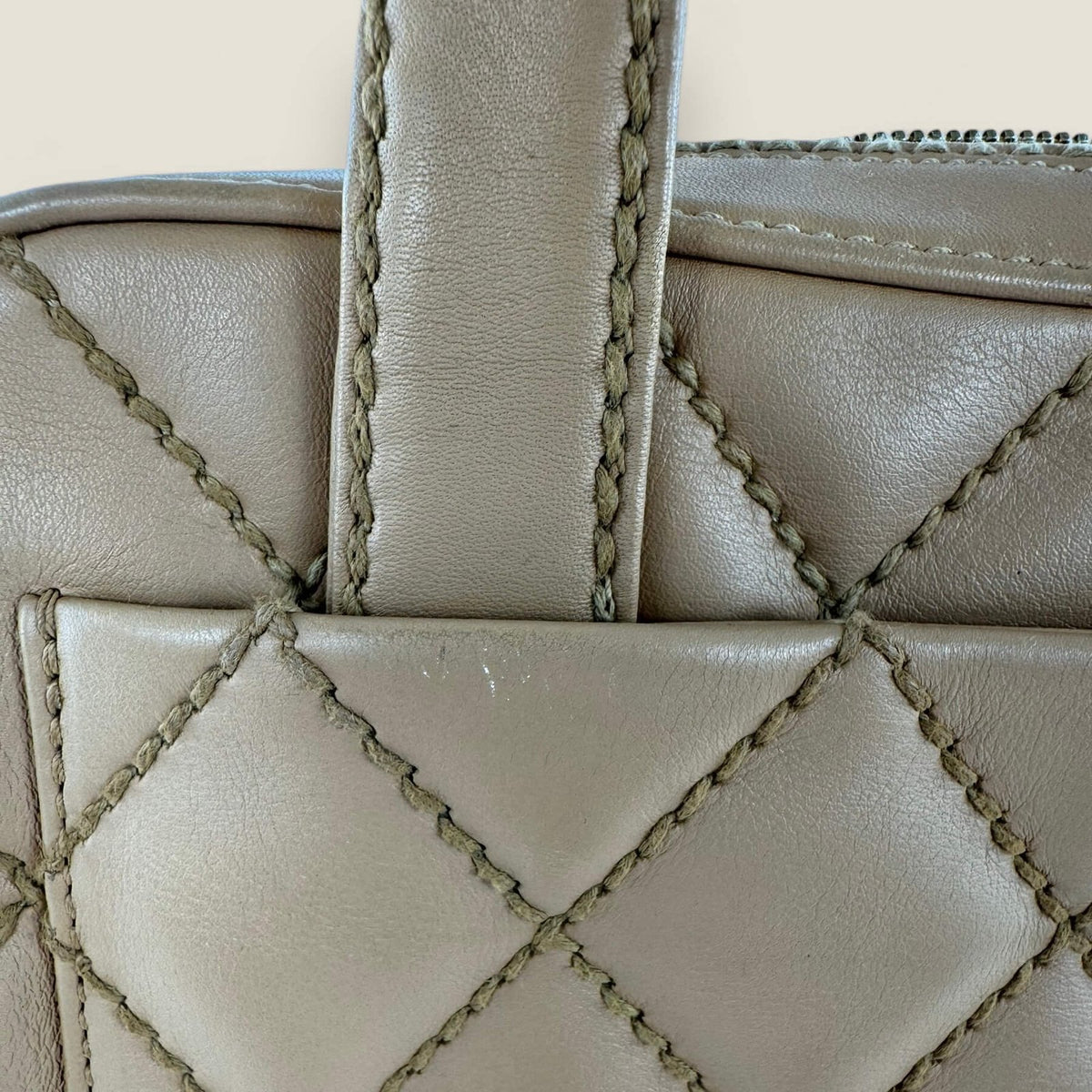 Authentic Chanel bag leather wild stitch