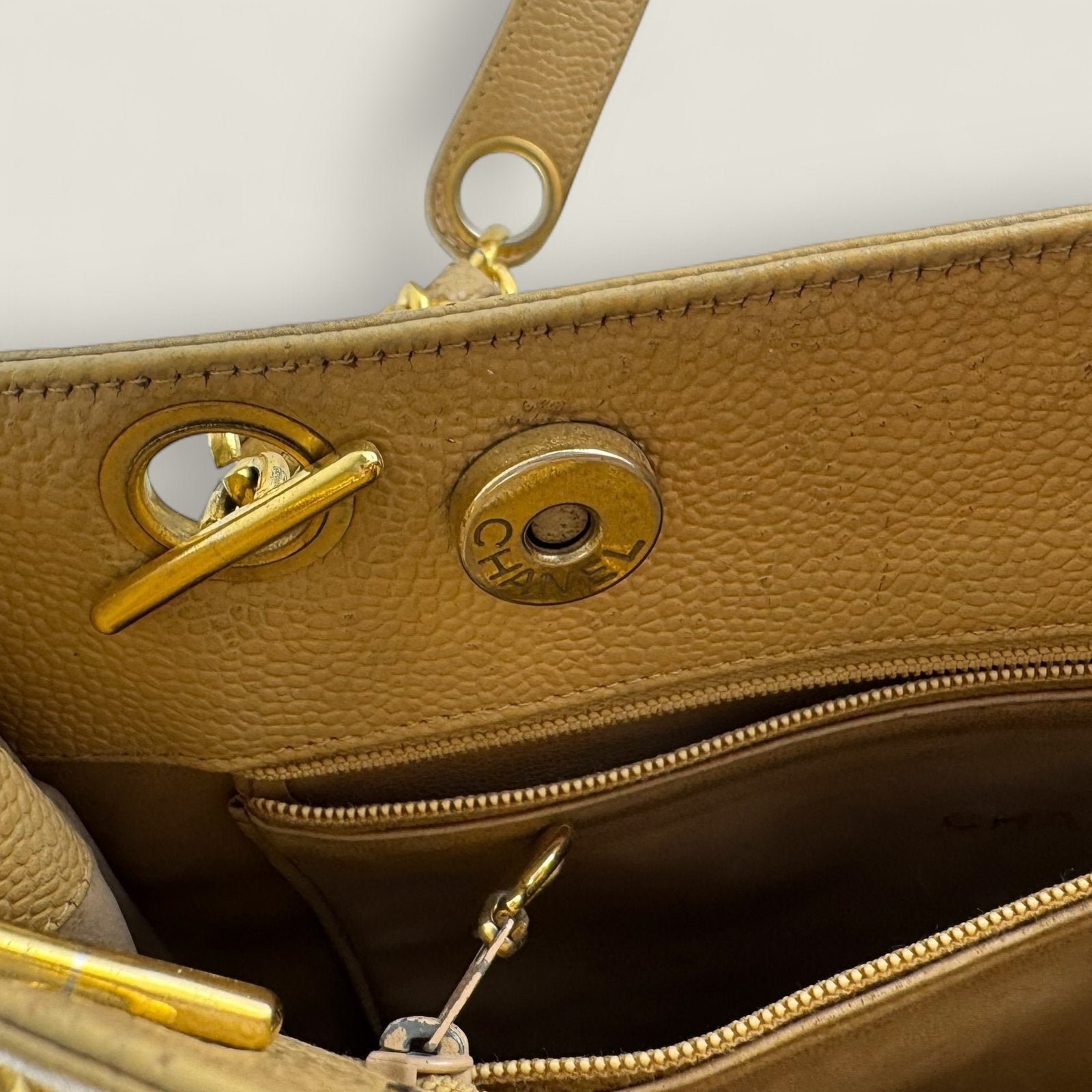 Authentic Chanel vintage shoulder bag inside