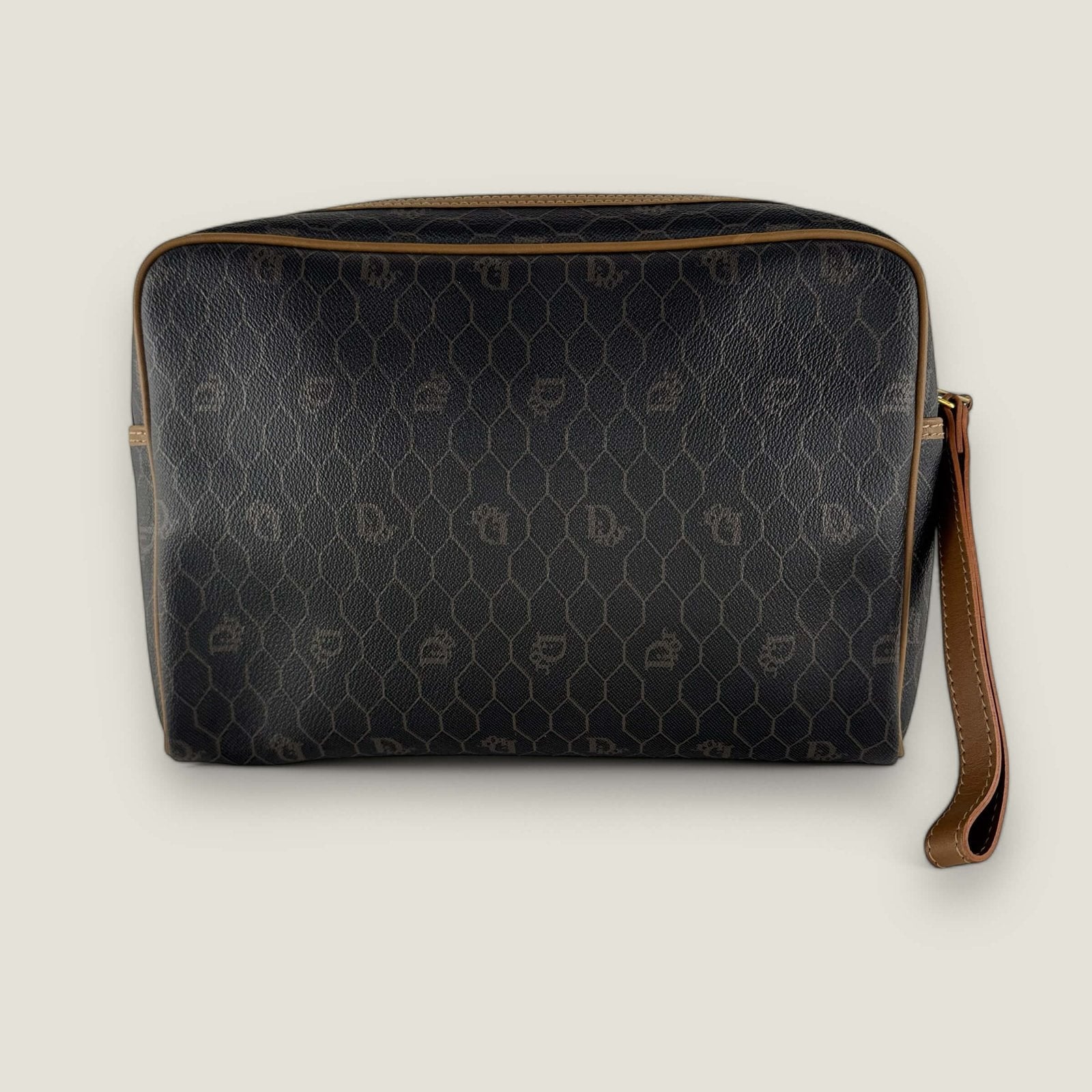 Authentic Christian Dior coated canvas monogram toiletry bag