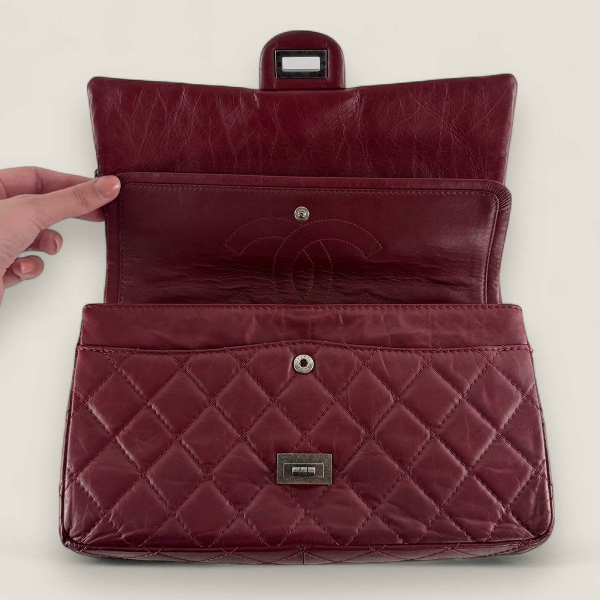 inside original Chanel shoulder bag