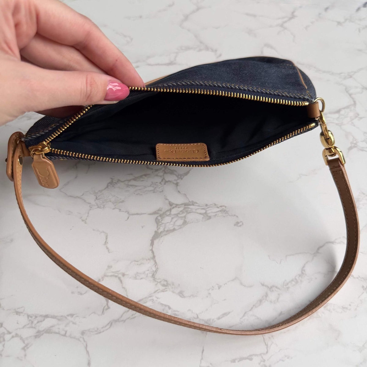 Interior Christian Dior saddle pouch denim