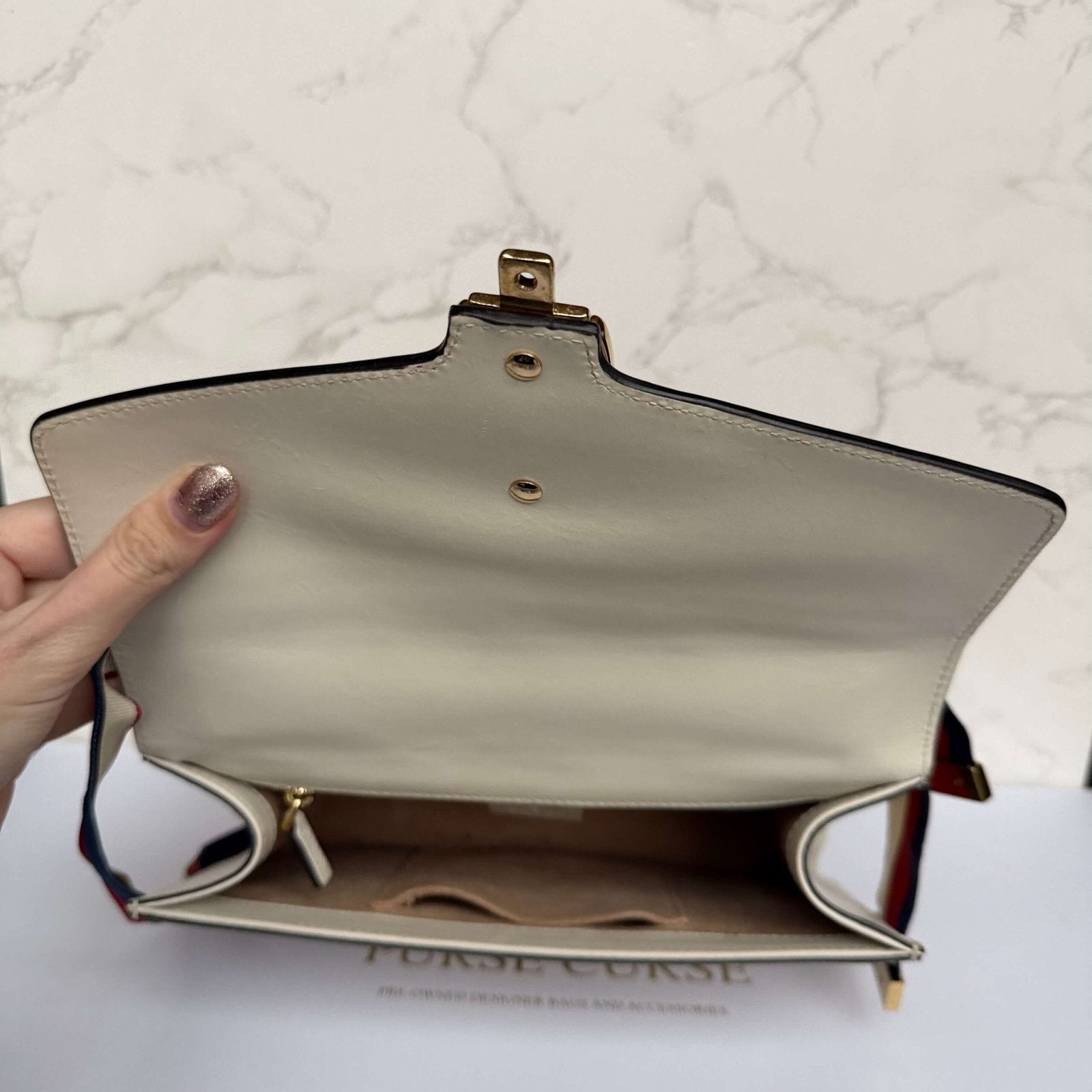 Interior authentic Gucci bag pre-owned