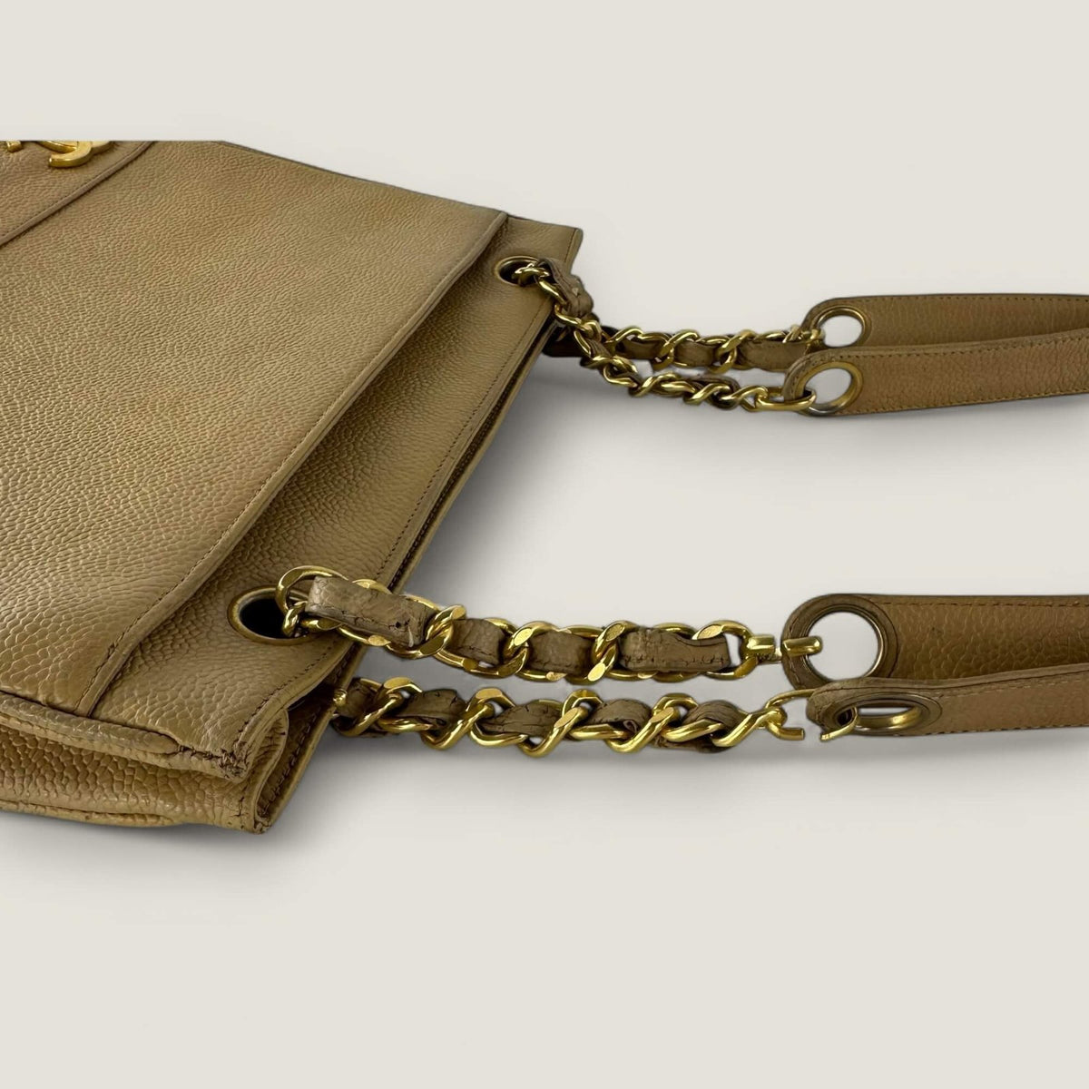 Chain handles on authentic vintage Chanel bag